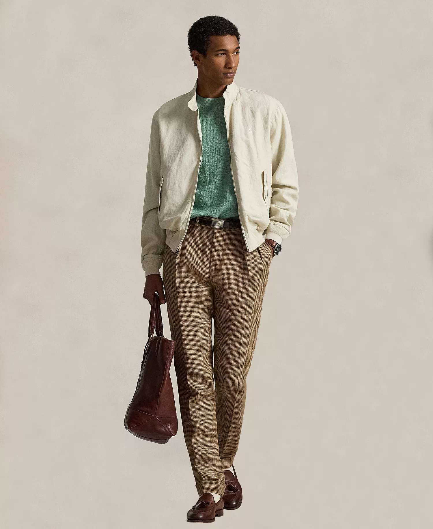 Men's Mock Neck Full-Zip Jacket - Basic Sand - 2XL