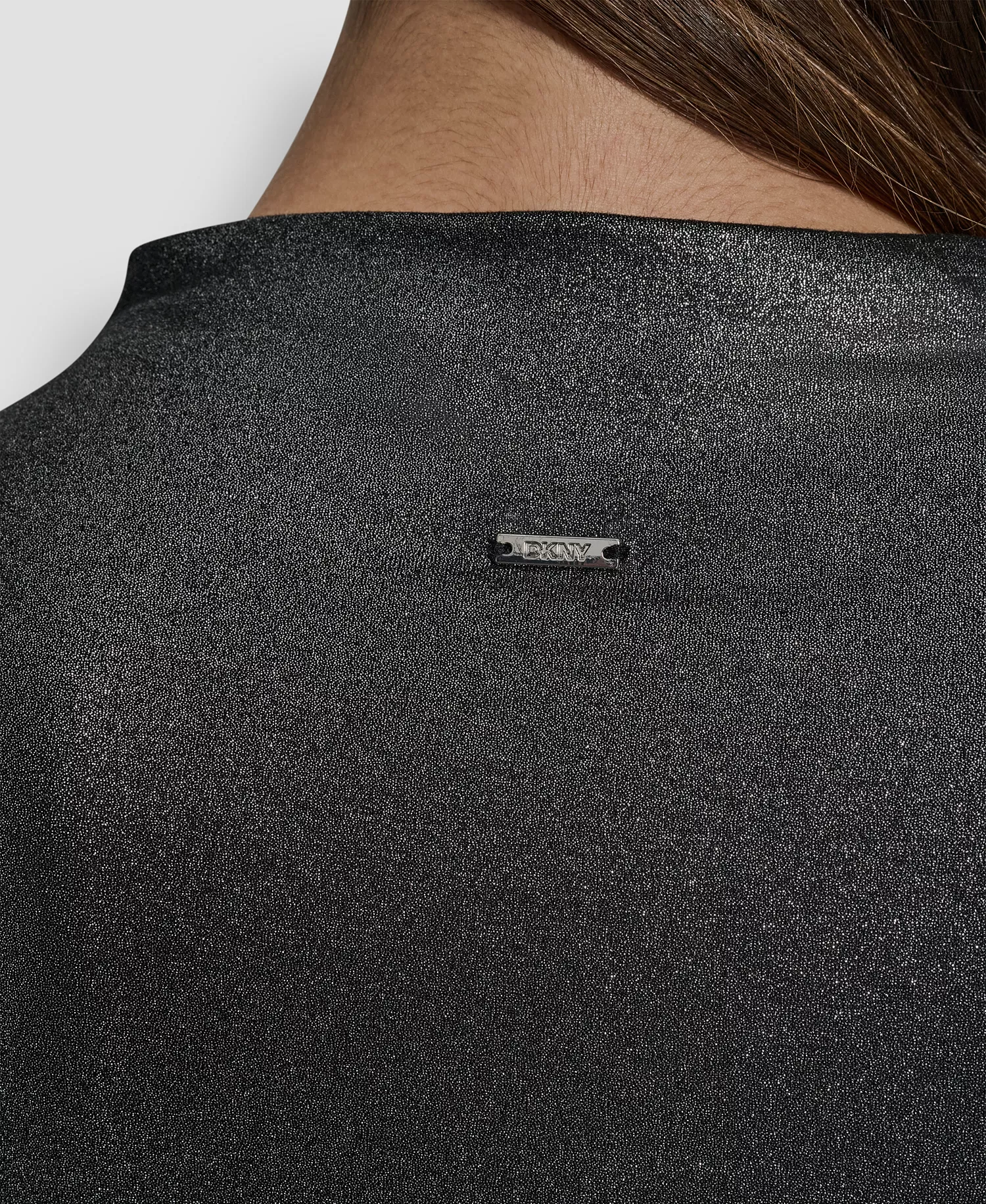 Women's Ruched Detail Long-Sleeve Top - Black/silver - L