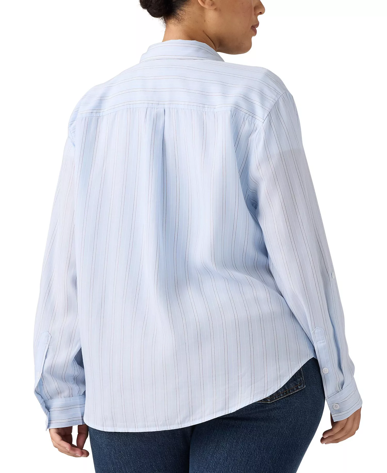 Plus Darlene Chikee Stripe Chambray Shirt - Chikee Stripe Chambray - 1X