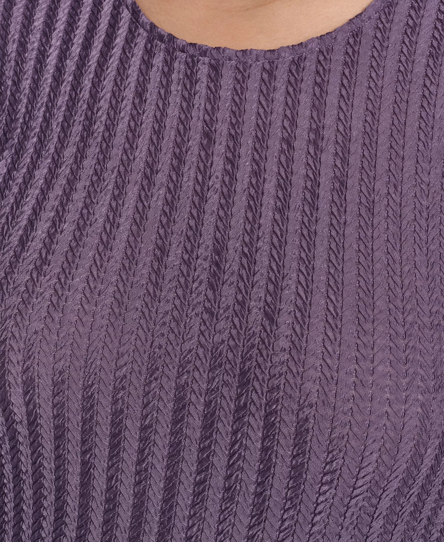 Women's Plus Size Cap Sleeve Textured Knit Top - Winter Plum - 1X