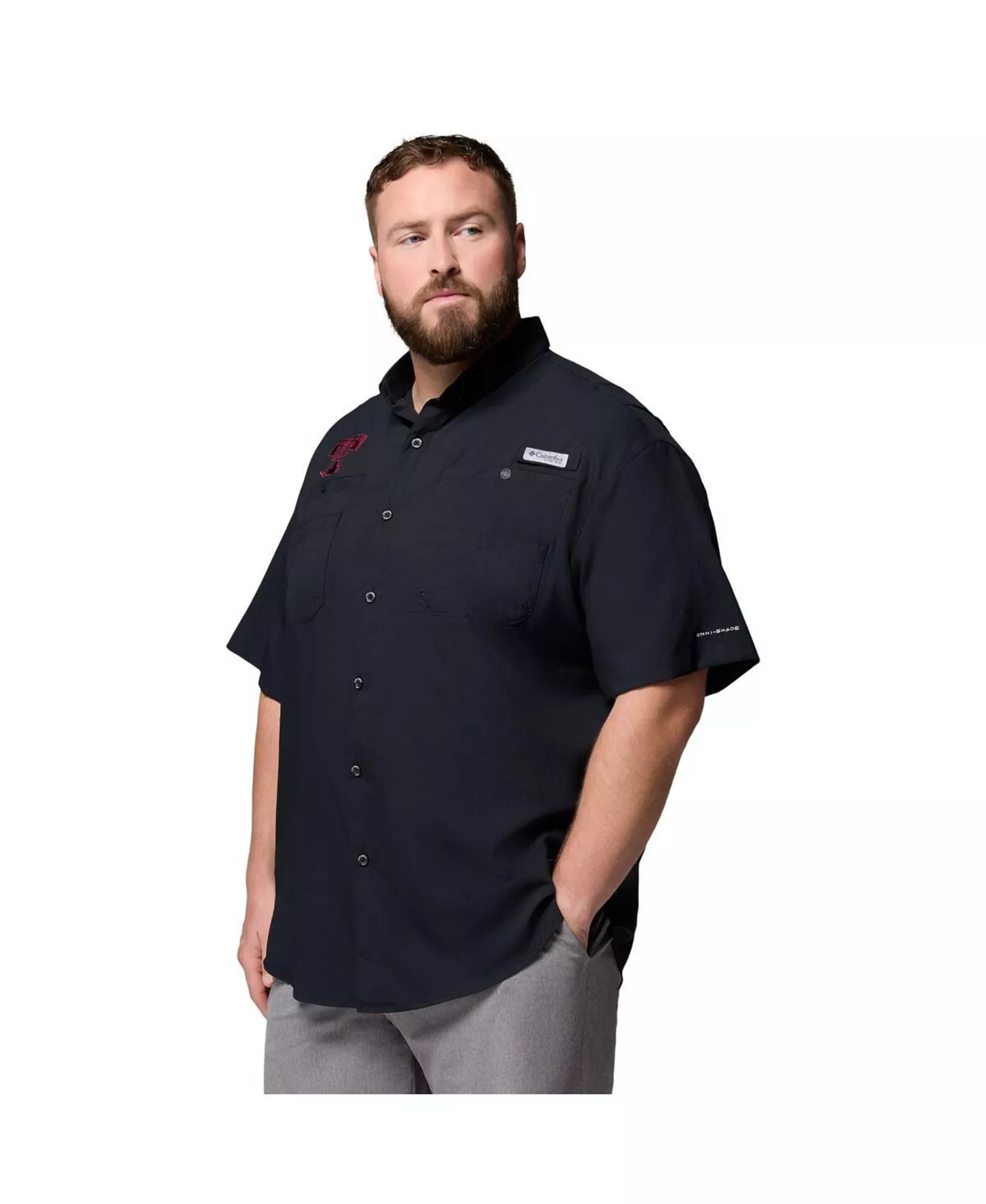 Men's Black Texas A&M Aggies Big Tall Tamiami Omni-Shade Button-Down Shirt - Black - 5XT