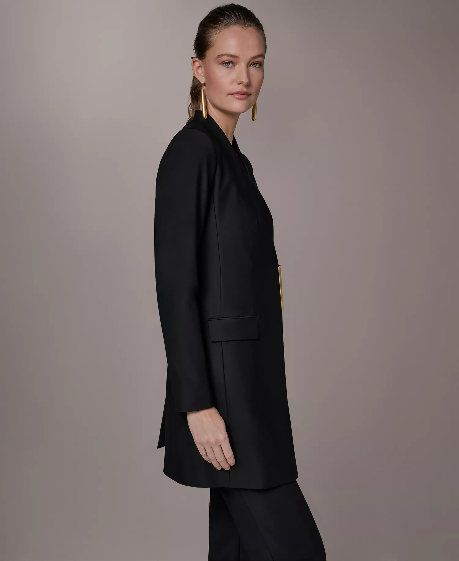 Petite Collarless Blazer - Black - 0P