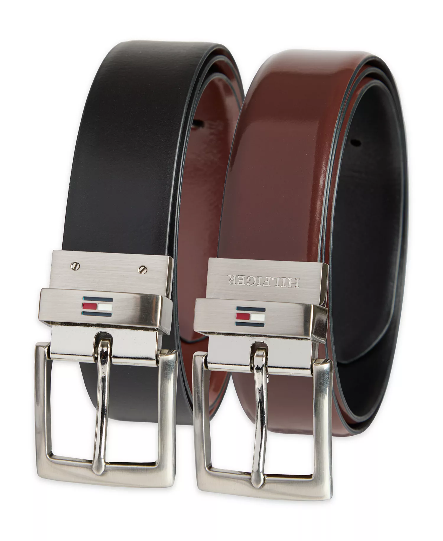 Men's Two-in-One Reversible Leather Dress Belt - Brown/Black - M (34-36)