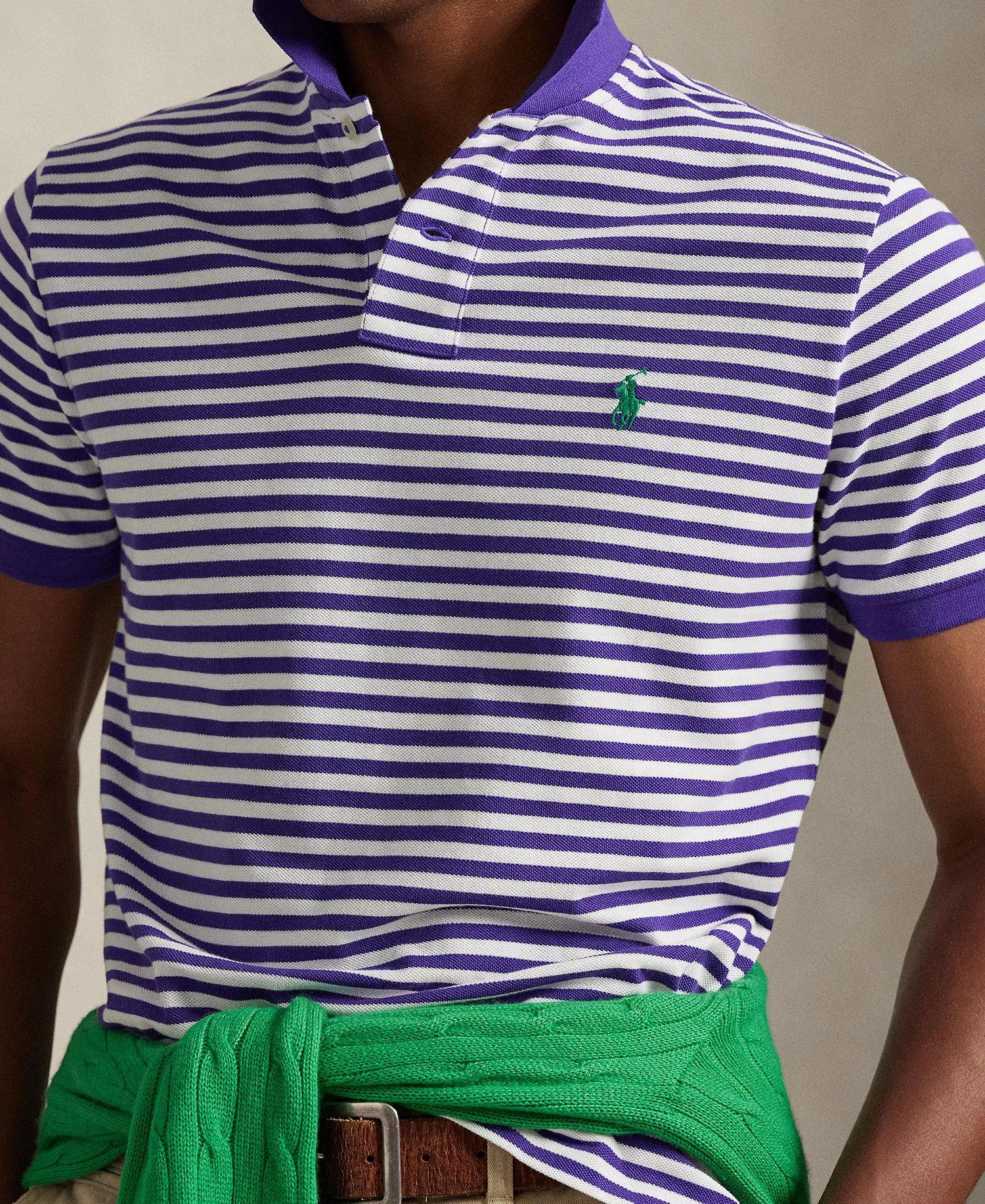 Men's Short-Sleeve Striped Shirt - Cabana Purple/White - 2XL