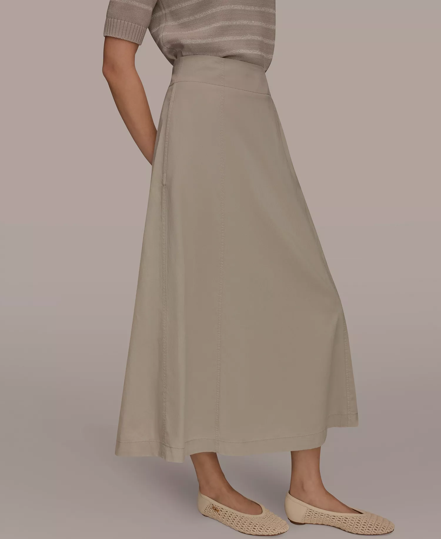 Women's Tencel Linen Panel Skirt - Tuscan Grey - 10