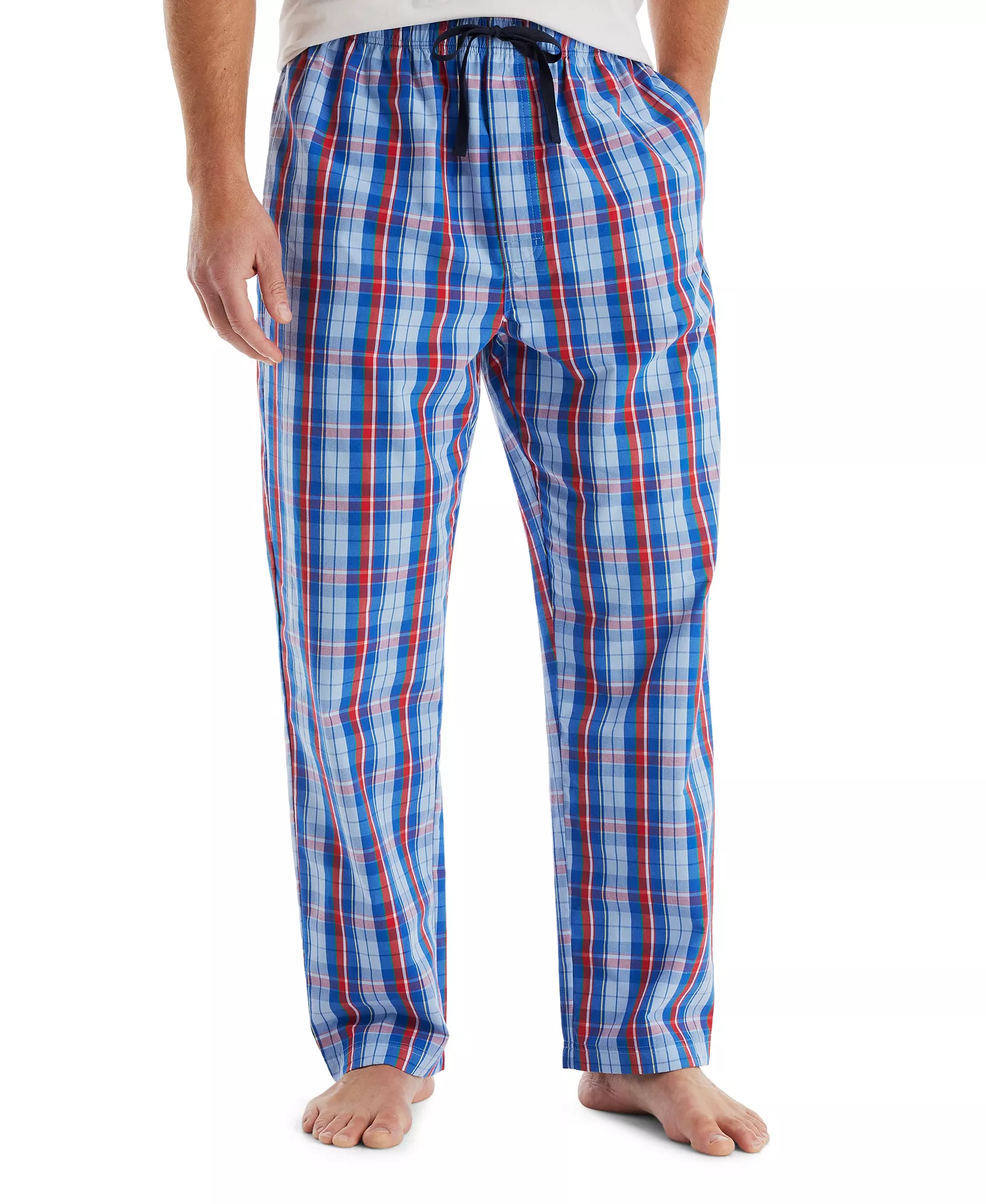 Men's Plaid Poplin Sleep Pants - Noon Blue - M