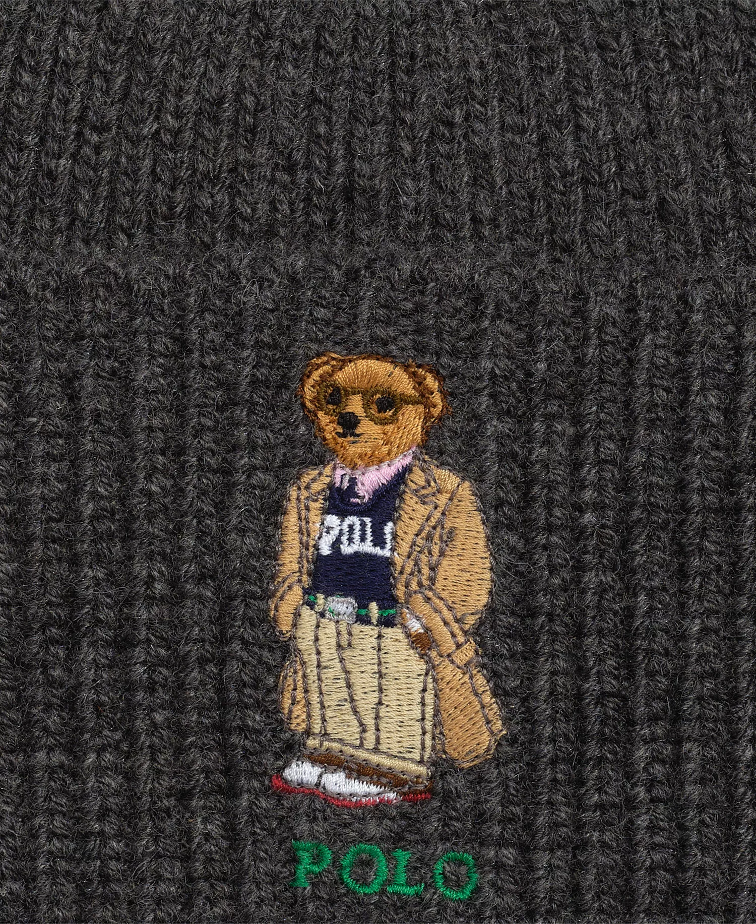 Men's Polo Bear Beanie - Gray - ONE SIZE