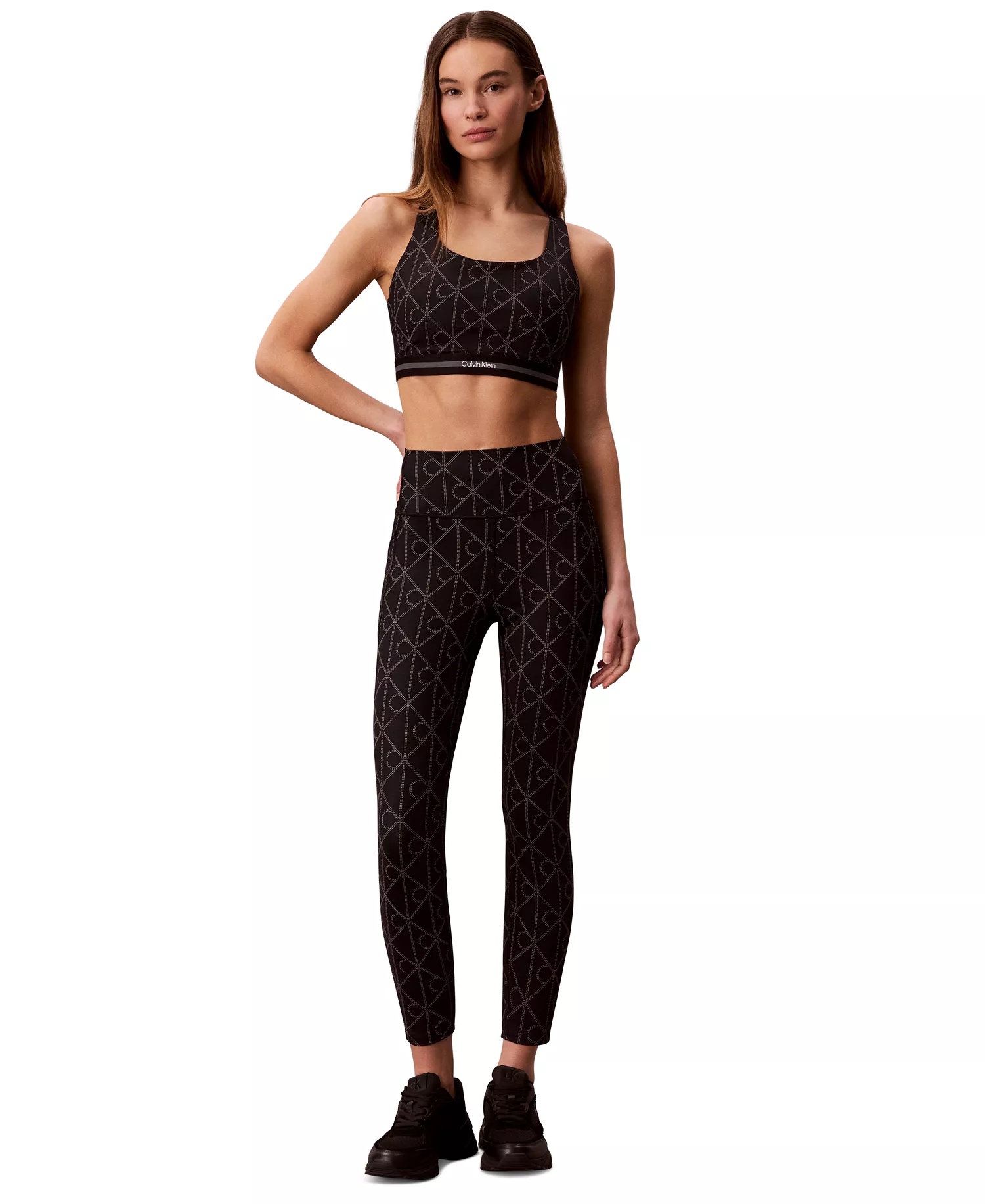 Women's Icon Sport Medium Support Printed Bra - Black/dotted Emb - 2XL