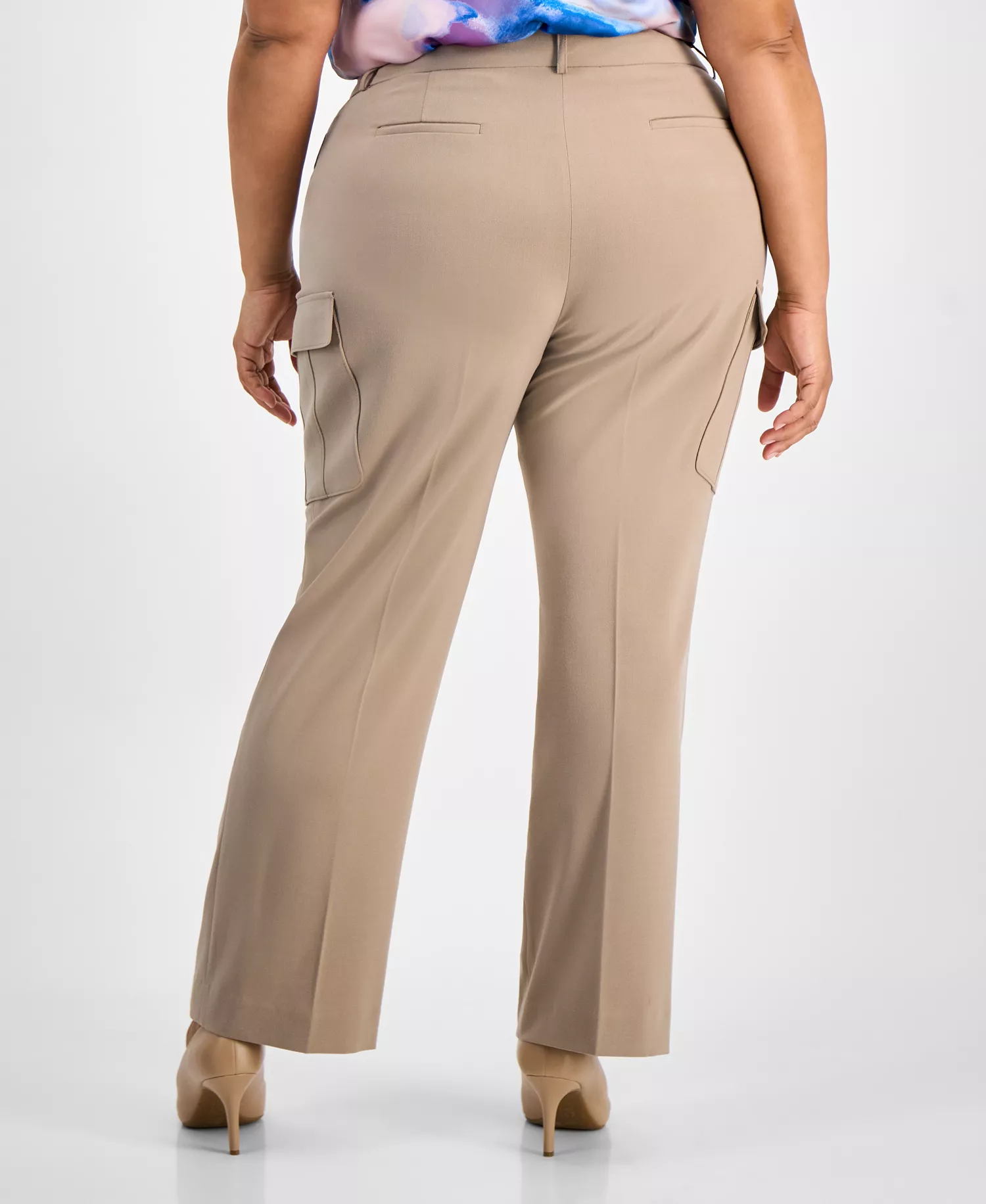 Plus Size Straight-Leg Cargo Pants - Latte - 22W