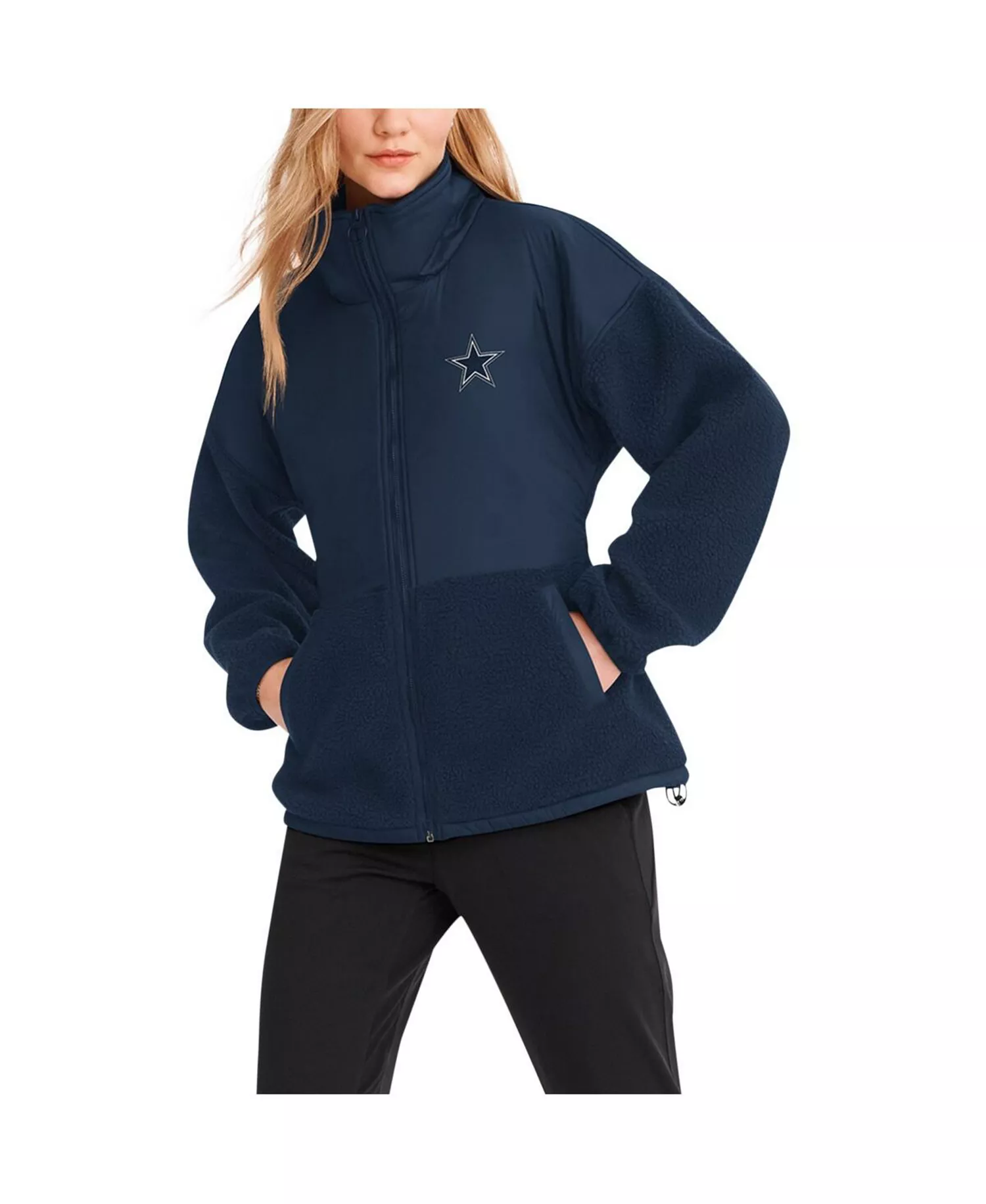 Women's Navy Dallas Cowboys Drew Sherpa Full-Zip Jacket - Navy - 2XL