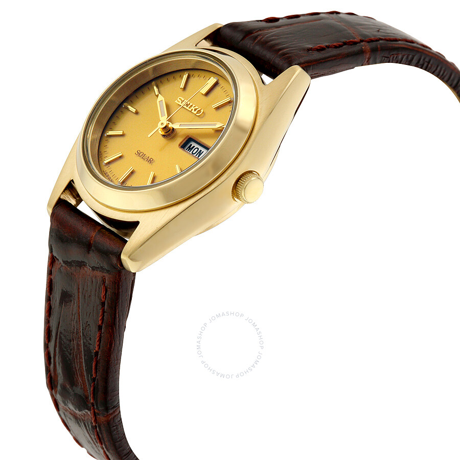 Seiko Core Champagne Dial Brown Leather Ladies Watch