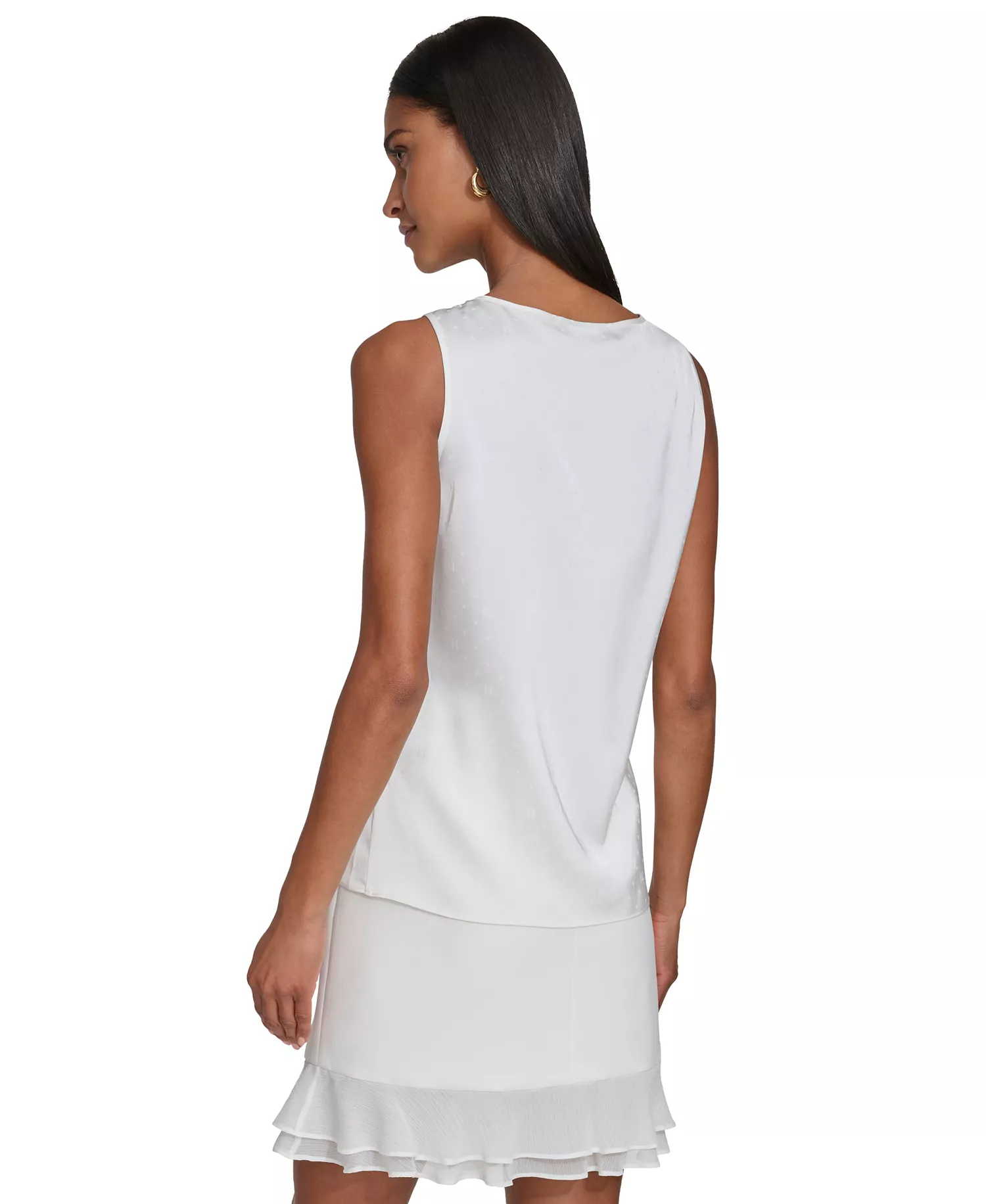 Women's Jacquard Scoop-Neck Tank Top - Soft White - S