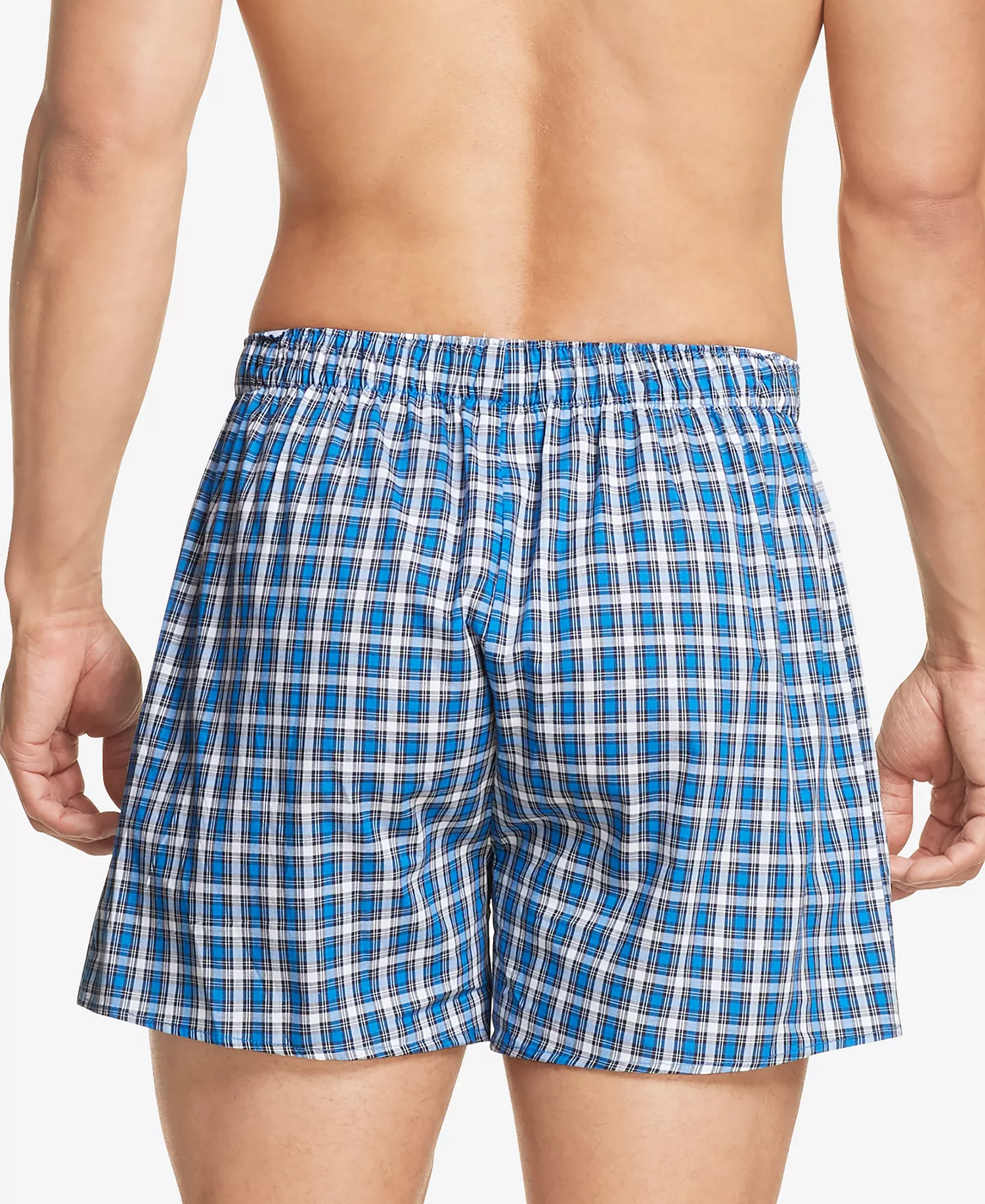 Men's 3-Pack Classic Printed Cotton Poplin Boxers - Blue - 2XL