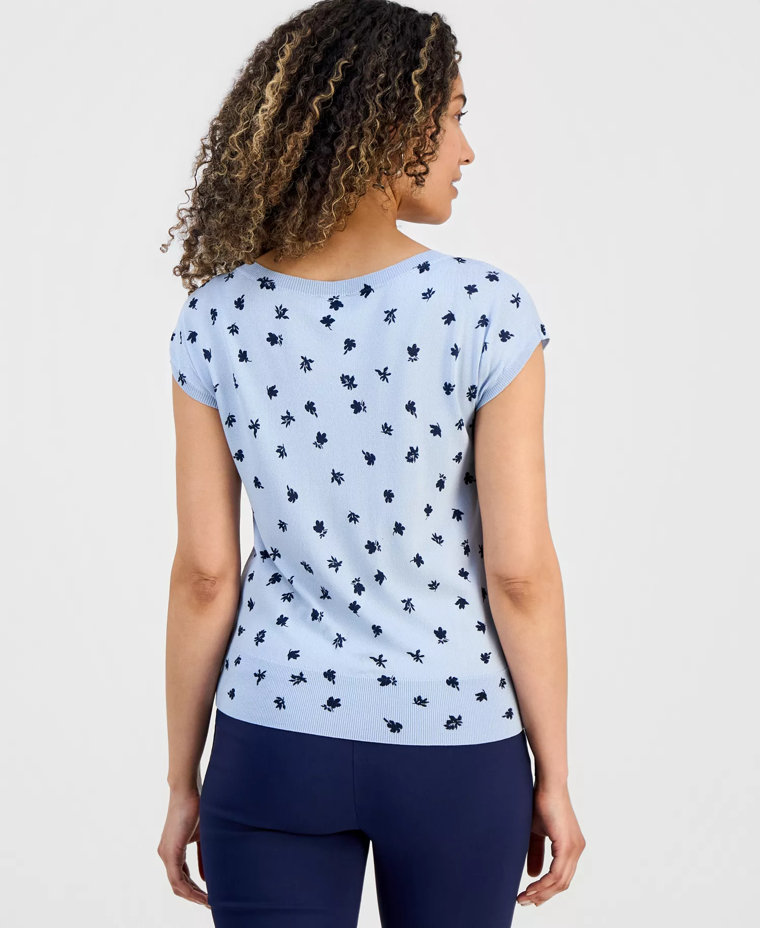 Petite Cap-Sleeve Sweater, Macy's Exclusive - Liah Blooms - P/L