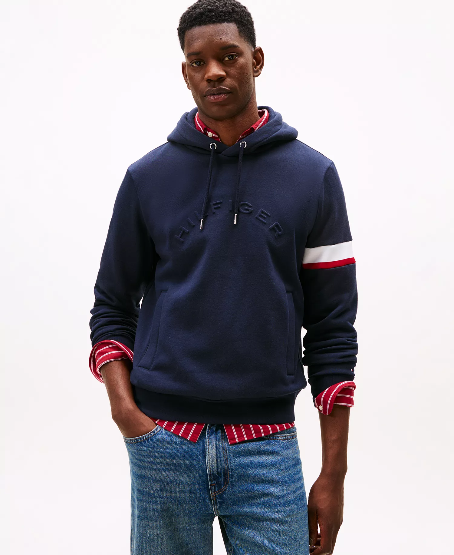 Men's Stripe Sleeve Hoodie - Desert Sky - S