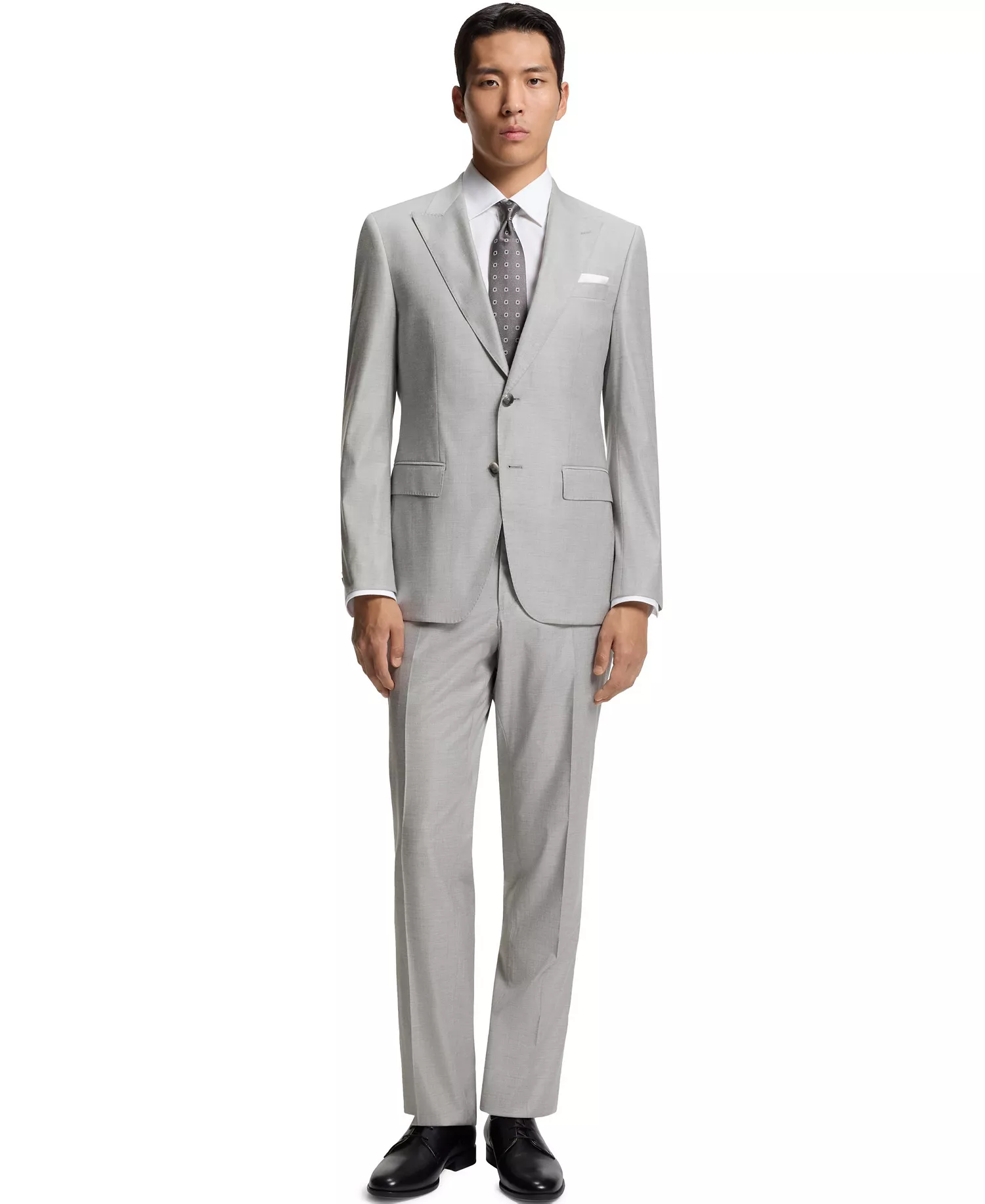 Men's Two-Piece Wool Blend Slim-Fit Suit - Silver - 36R