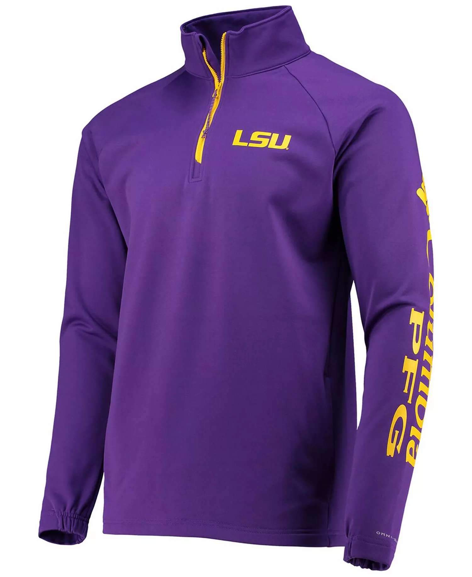 Men's LSU Tigers Terminal Tackle Fleece Raglan Omni-Shade Quarter-Zip Jacket - Lsu Vivid - L