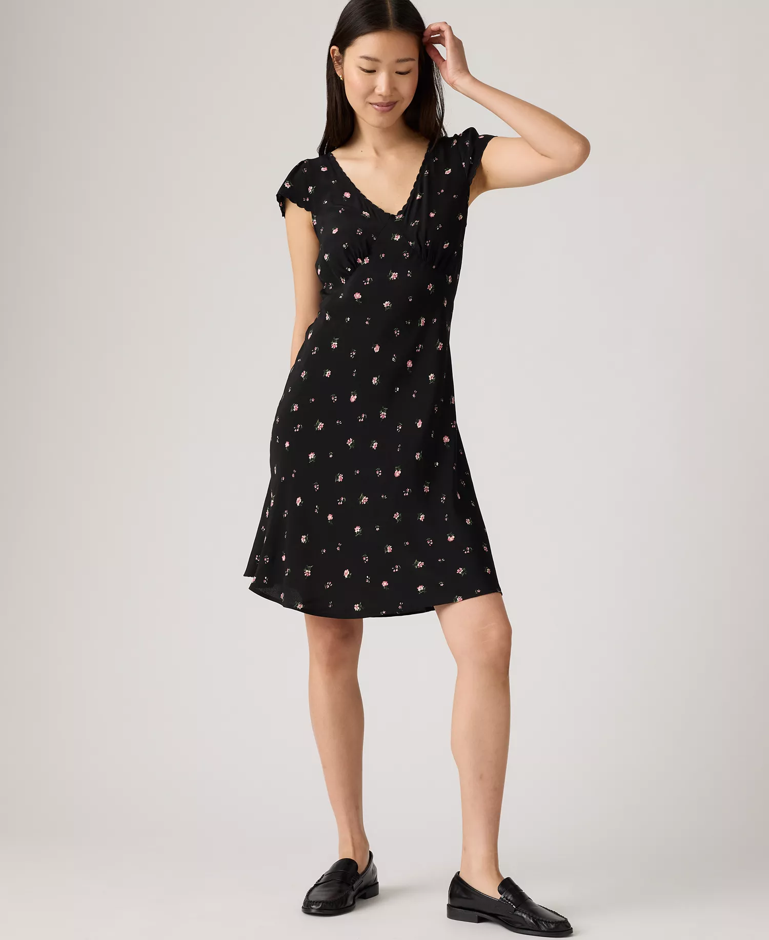Women's Ellory Slim Fit Short Sleeve Dress - Black - L