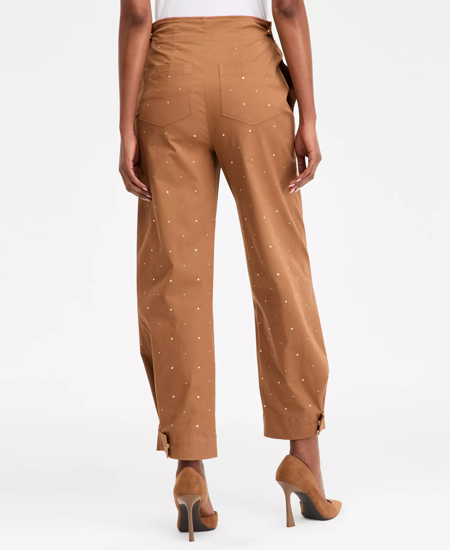 Women's Studded Tapered Pants, Macy's Exclusive - Brown Saira - 10
