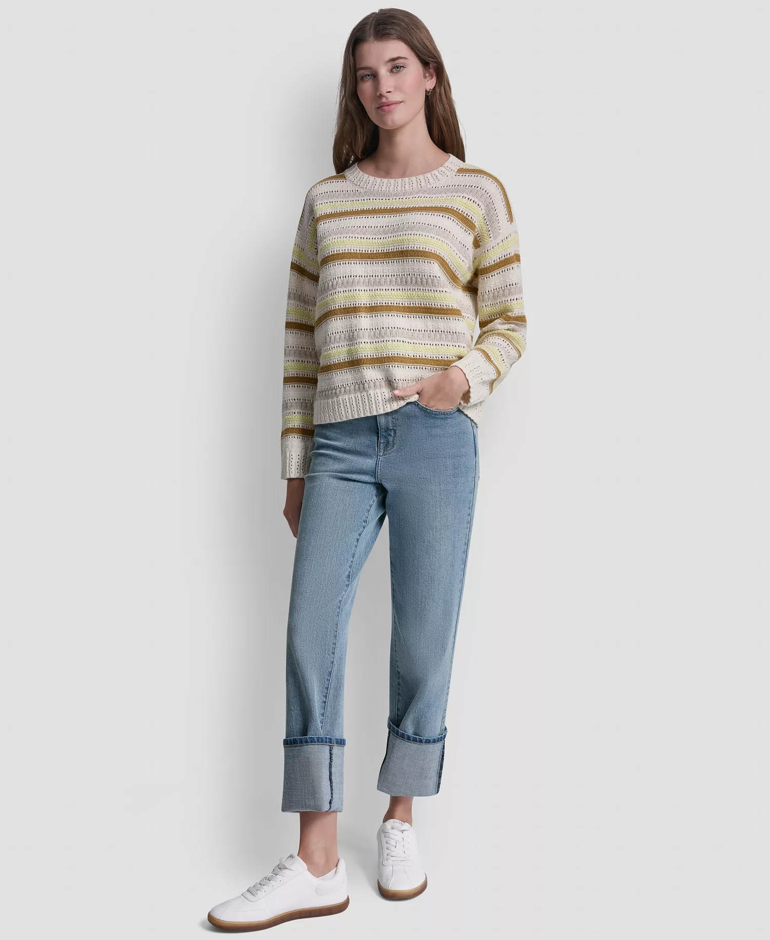 Petite Striped Crewneck Sweater - Oxide Combo - PL