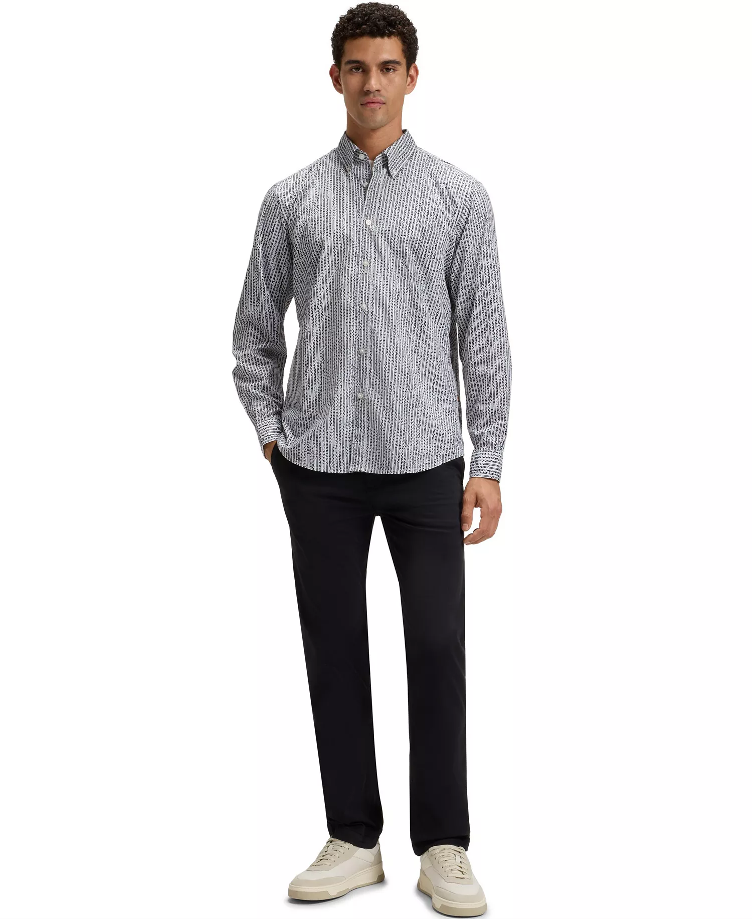 Men's Cotton Poplin Regular-Fit Shirt - White - L