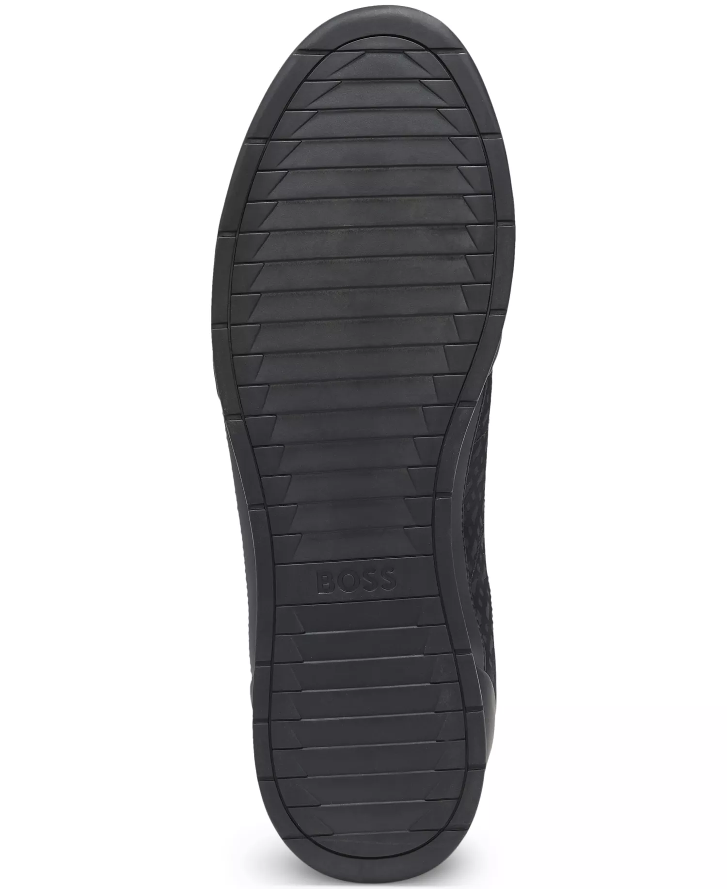 Men's Monogram-Jacquard Leather Trim Trainers Shoe - Black - 10