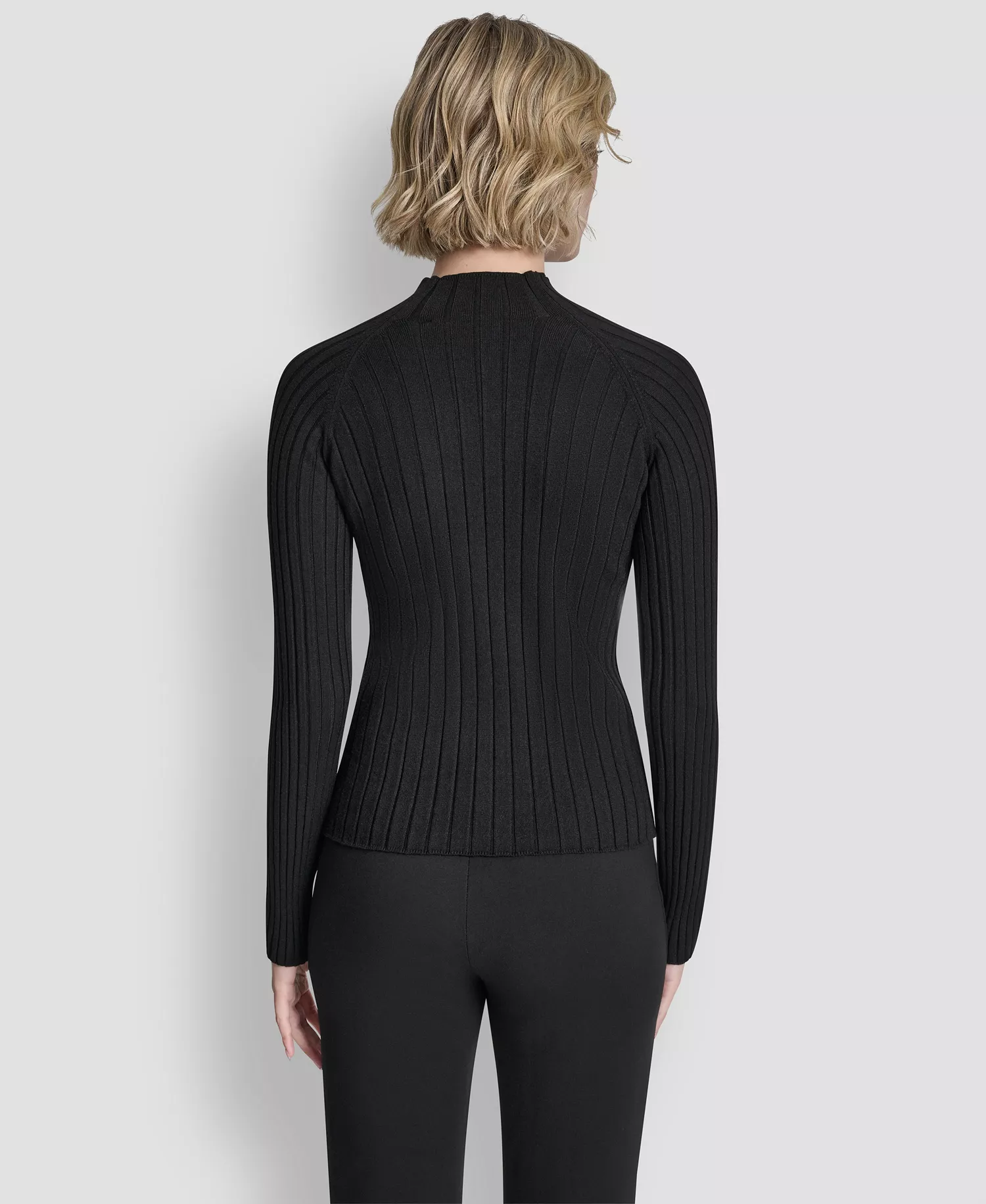 Women's Long-Sleeve Cord Detail Rib Sweater - Black - L