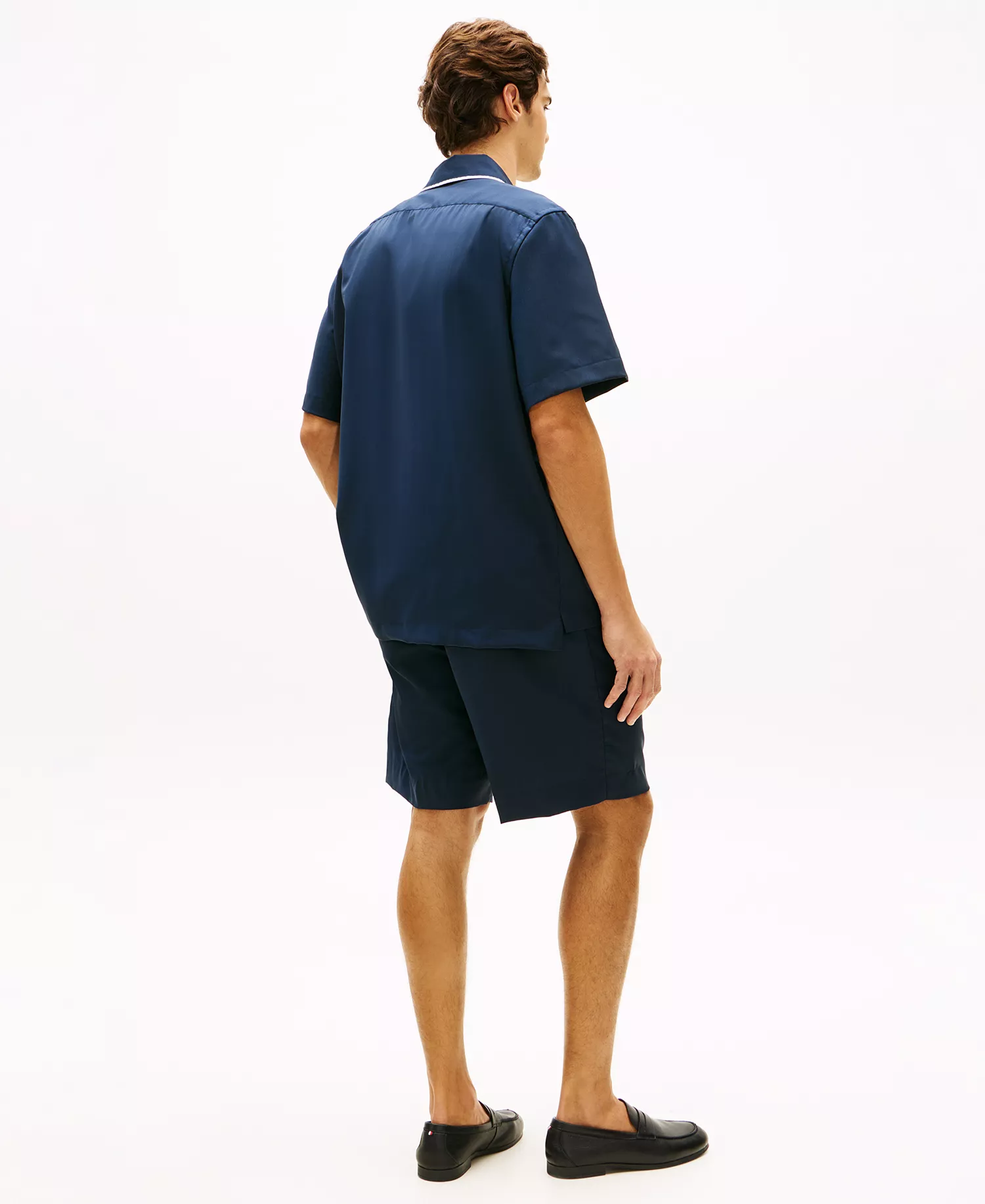 Men's Summer Wool Short-Sleeve Shirt - Navy Iris - L