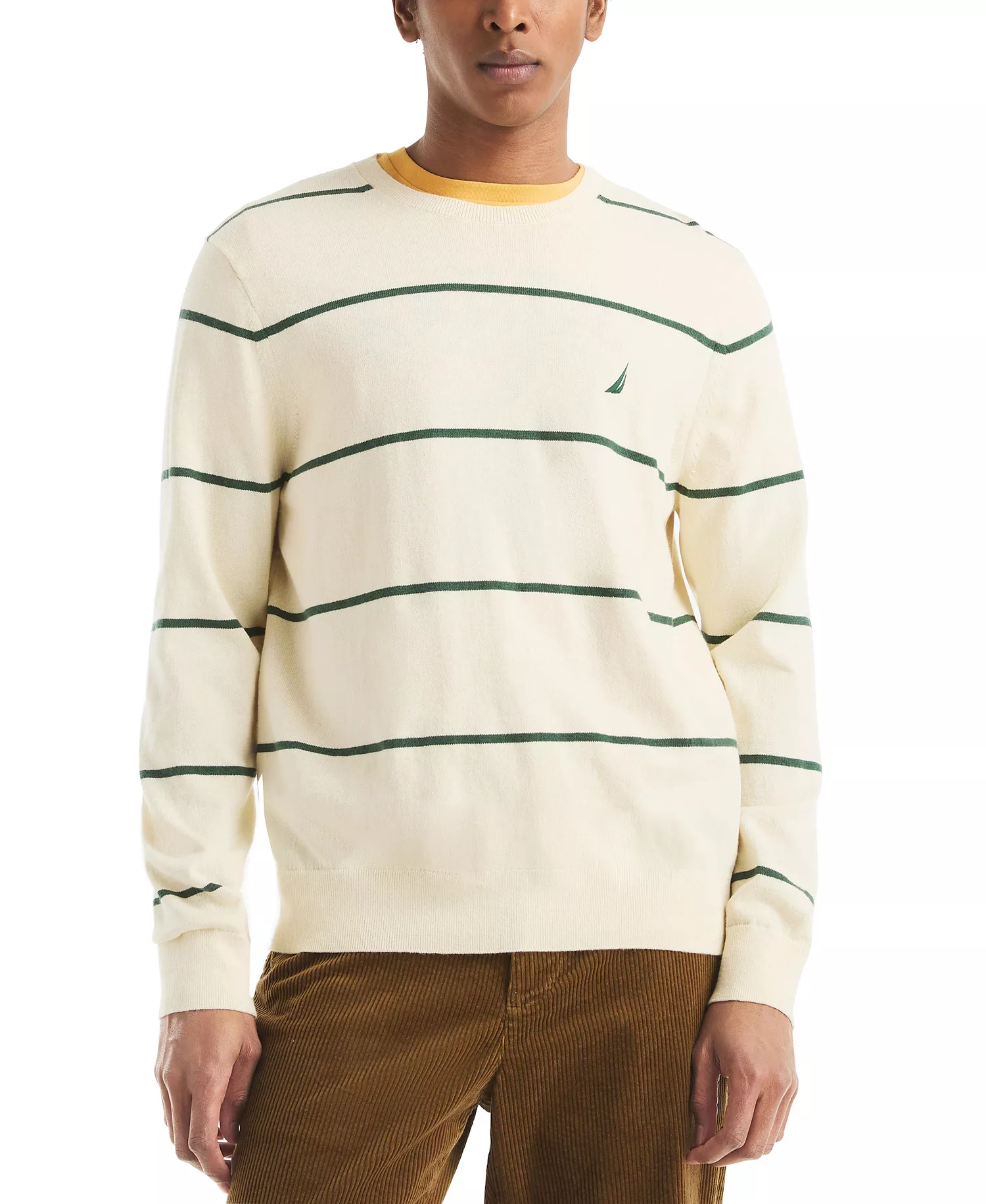Men's Performance Striped Crewneck Sweater - Natural - 2XL