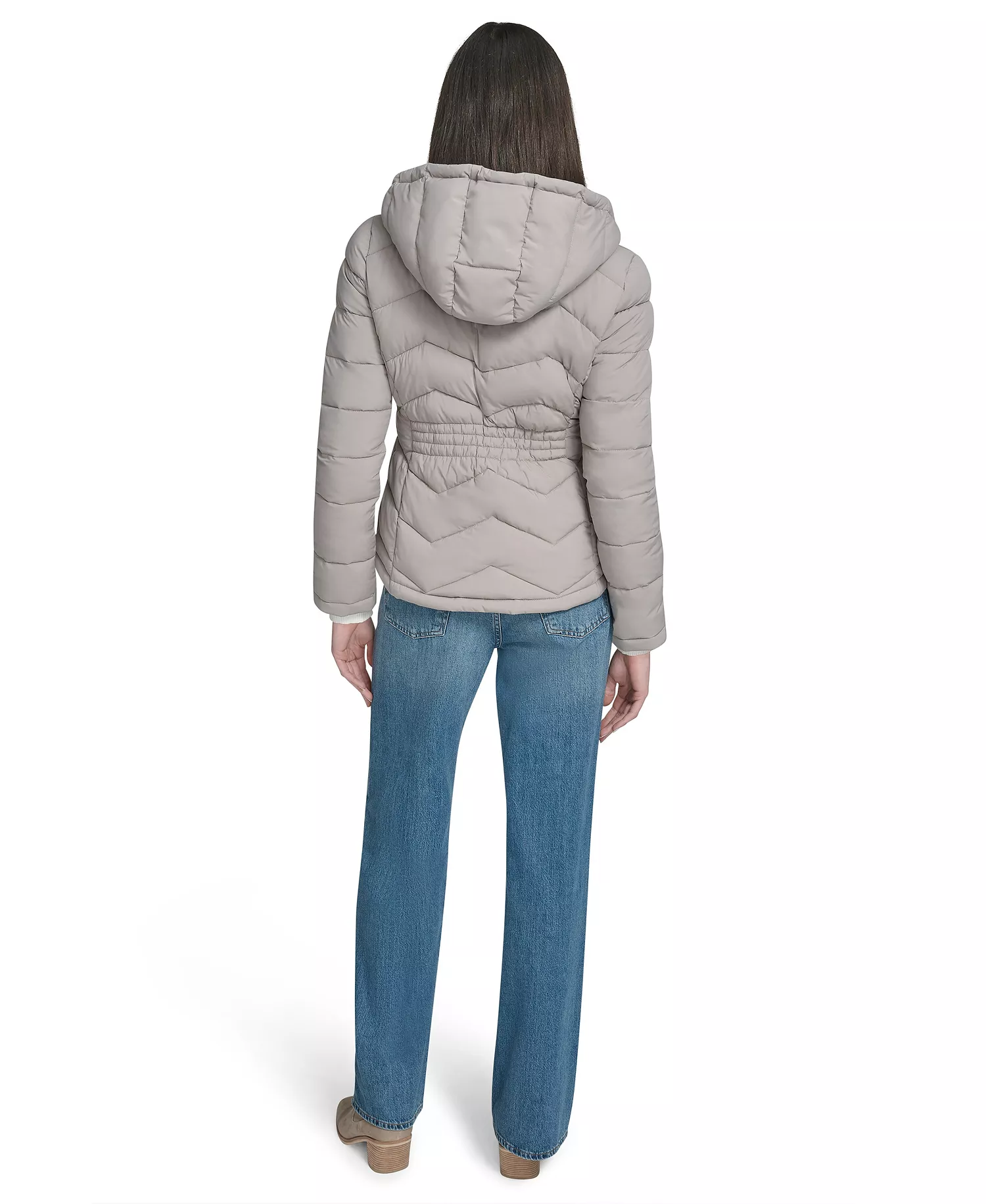 Women's Short Zip-Up Hooded Puffer Coat - Atmosphere - L