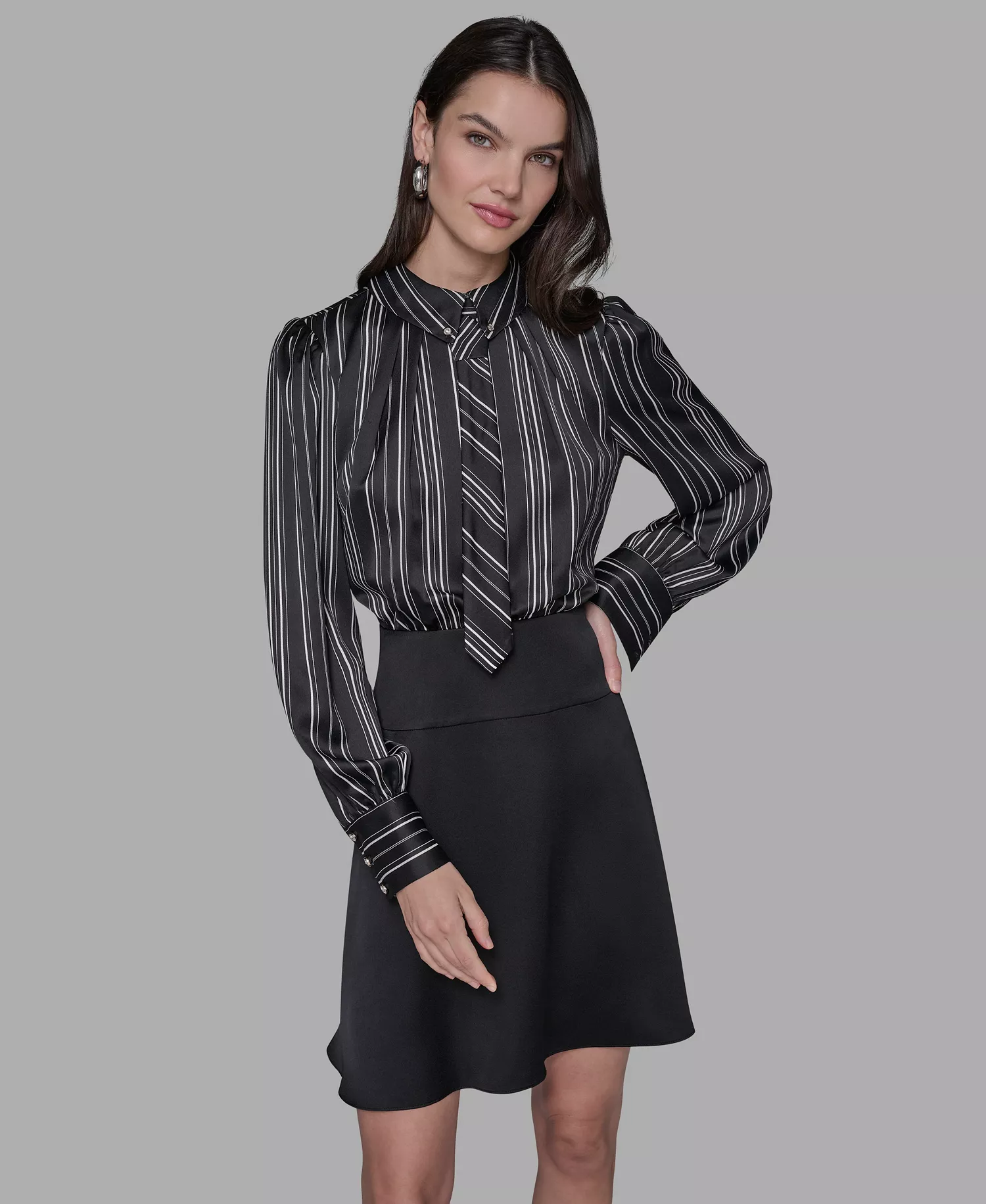 Women's Collared Shirtdress - Black/birch - 10