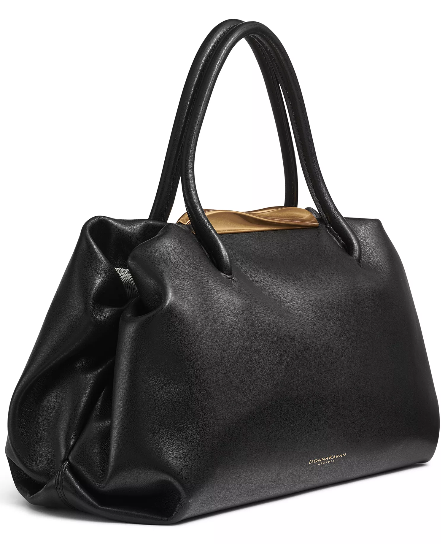 Poplin Medium Satchel Bag - Black/Gold - NO SIZE