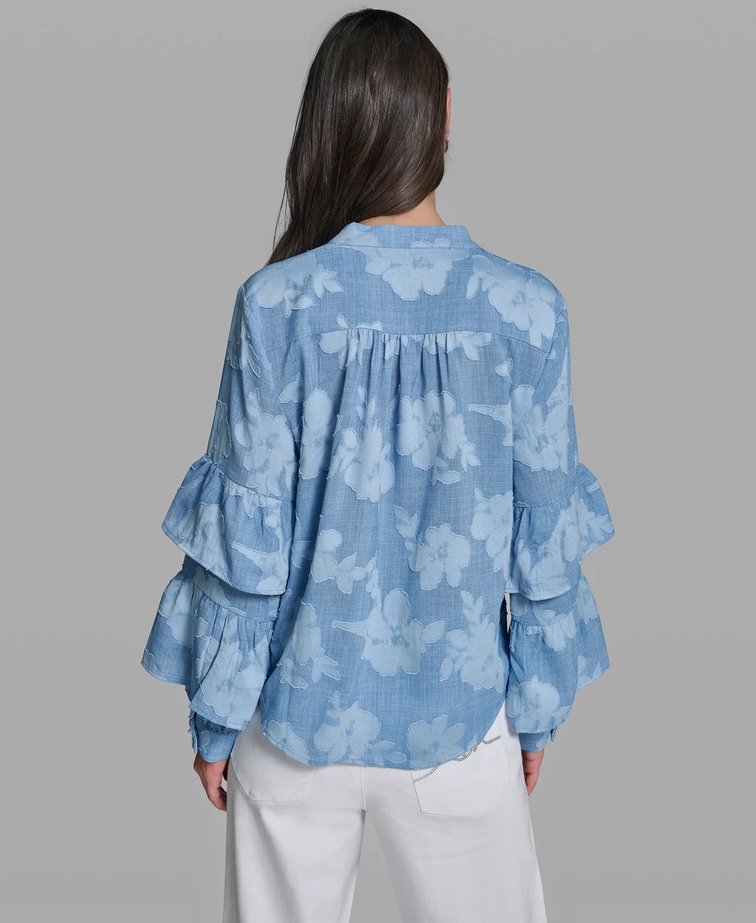 Women's Long-Sleeve Mock Neck Shirt - Medium Wash - L