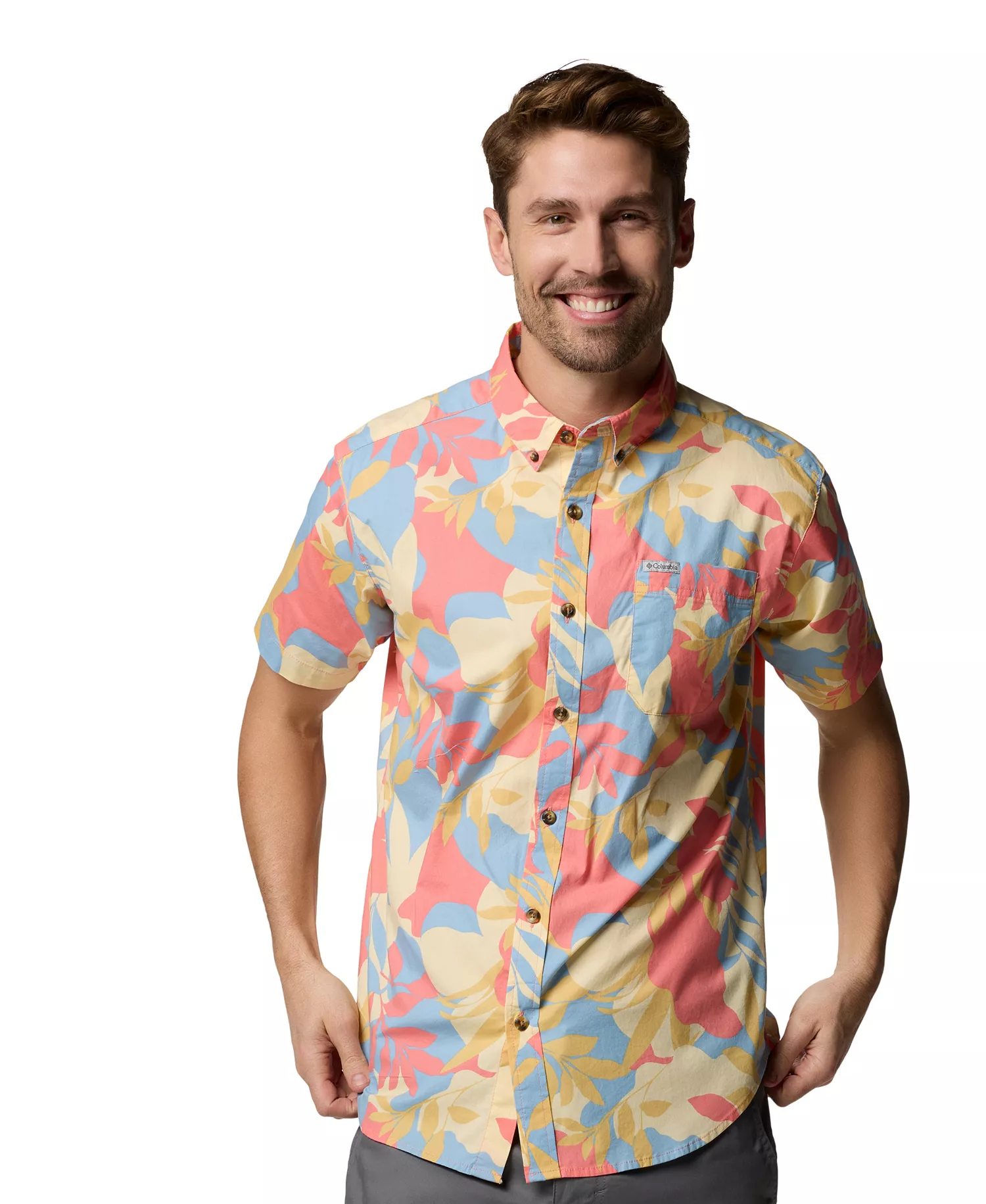 Men's Rapid Rivers Printed Short-Sleeve Shirt - Alpenglow - L