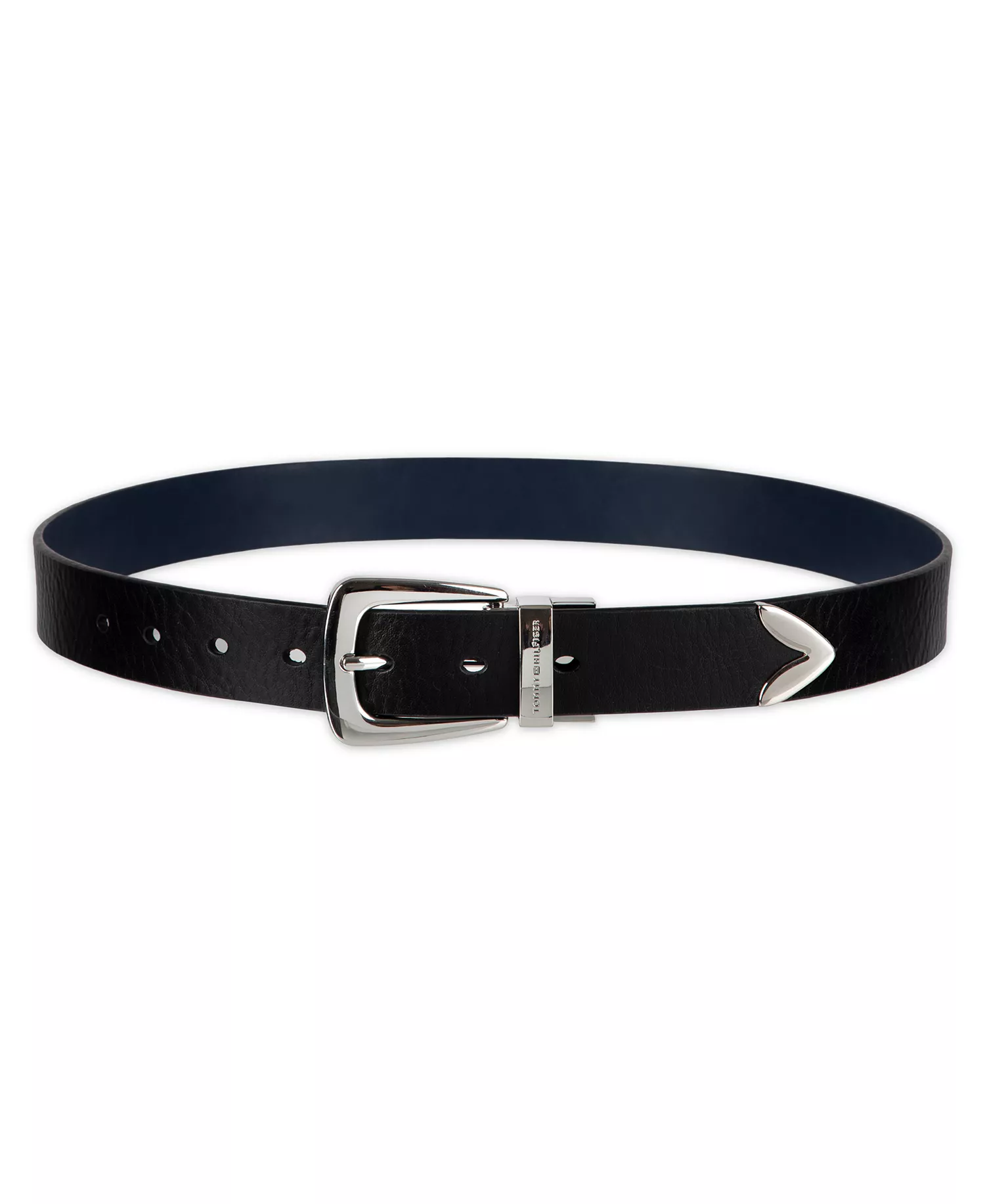 Women's 2-In-1 Reversible Modern Casual Western Leather Belt - Black/Navy - L