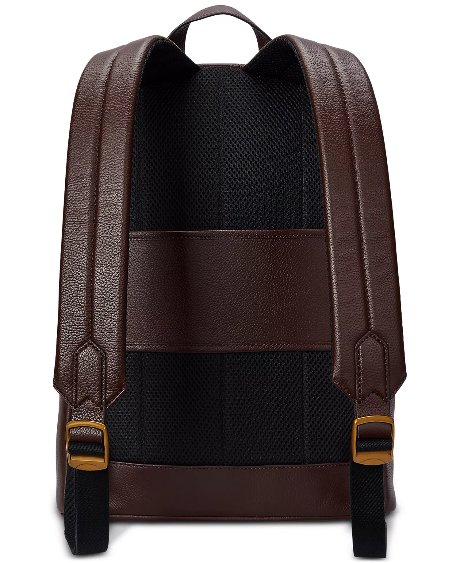 Men's Pebbled Leather Backpack - Dark Brown - No Size