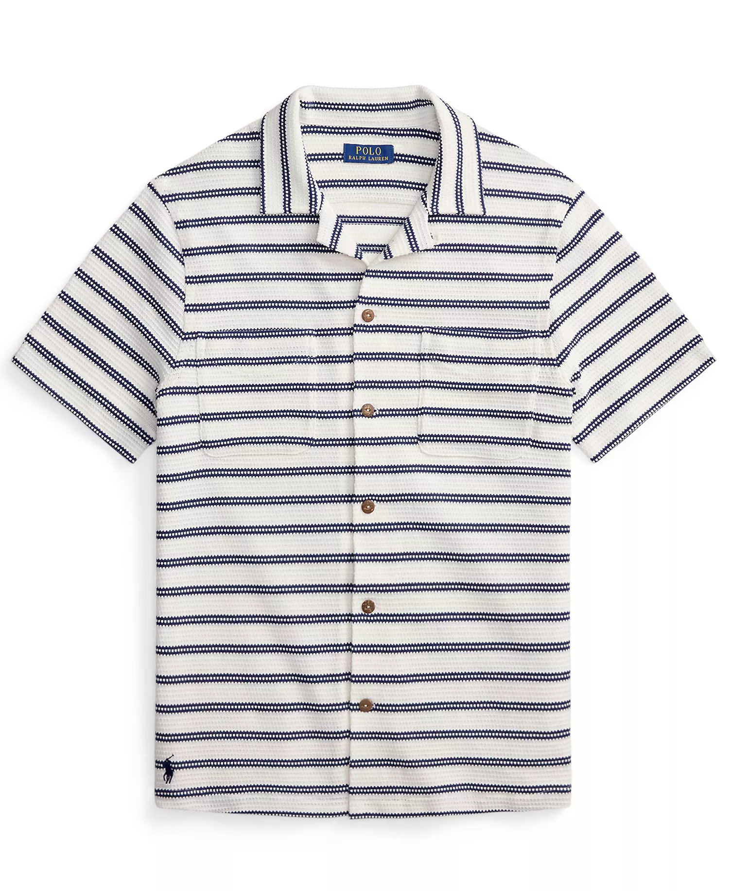 Men's Striped Camp Collar Shirt - Pale Cream/Newport Navy - 2XL