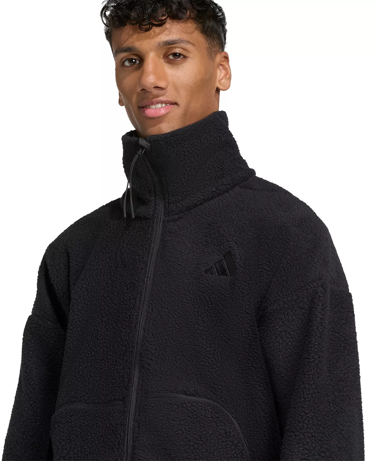 Men's City Tech High-Pile Fleece Full-Zip Sportswear Track Jacket - Black - 2XL