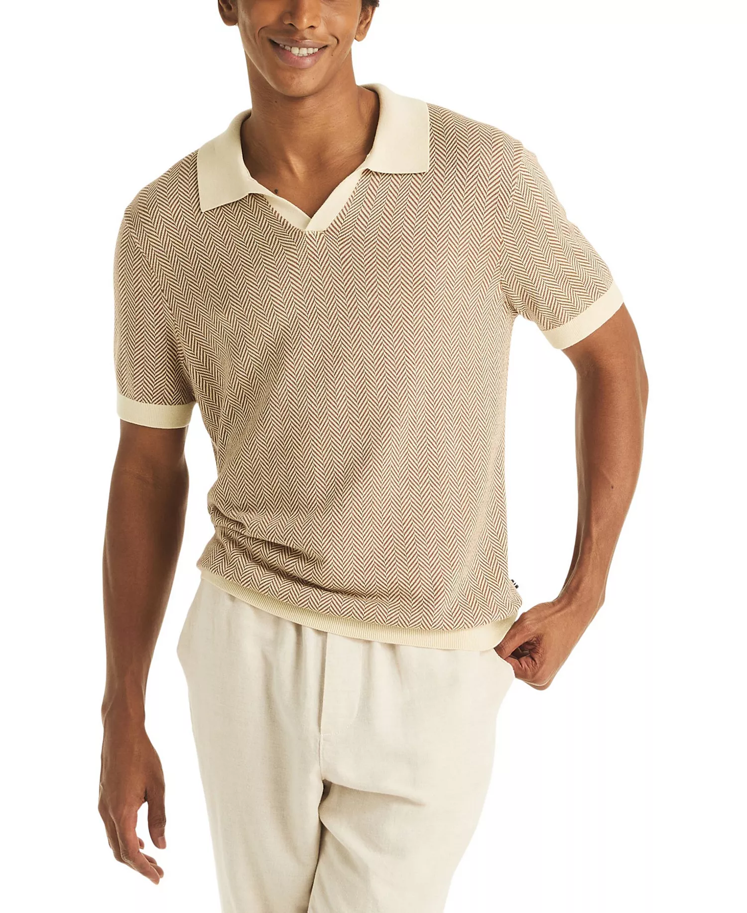 Men's Classic-Fit Ribbed Collar Sweater - Bone White - 2XL
