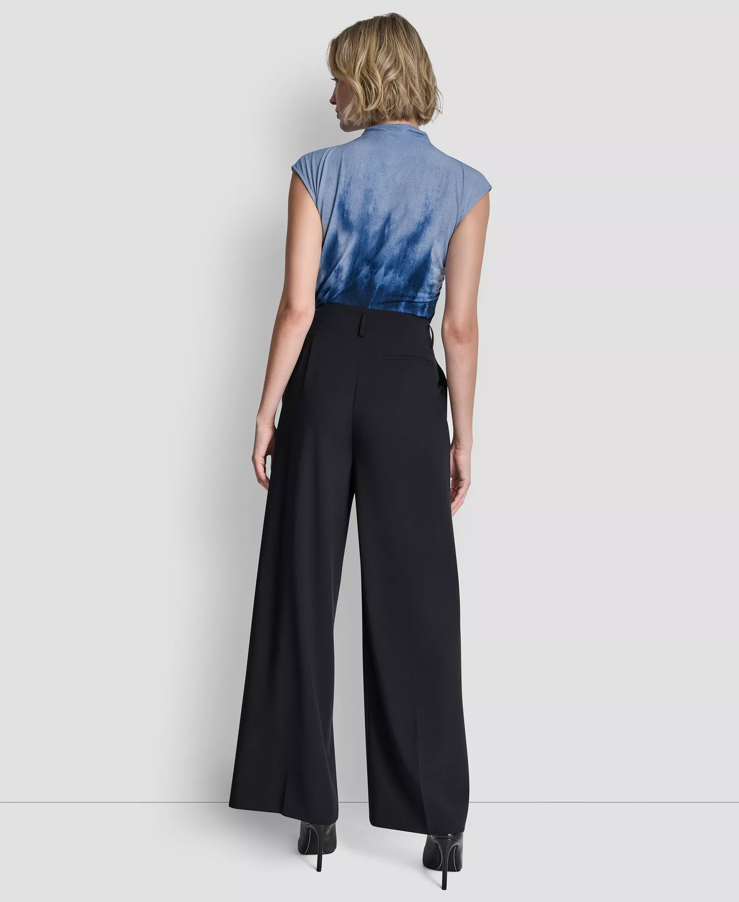 Women's Pintuck Wide Leg Pants - Navy - 10