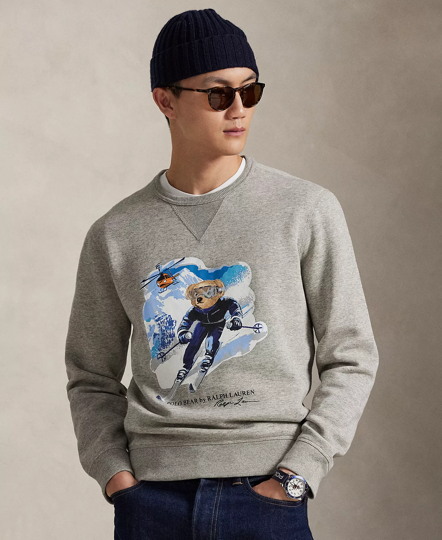 Men's Bear Long-Sleeve Sweatshirt - Loft Heather/active Bear - L