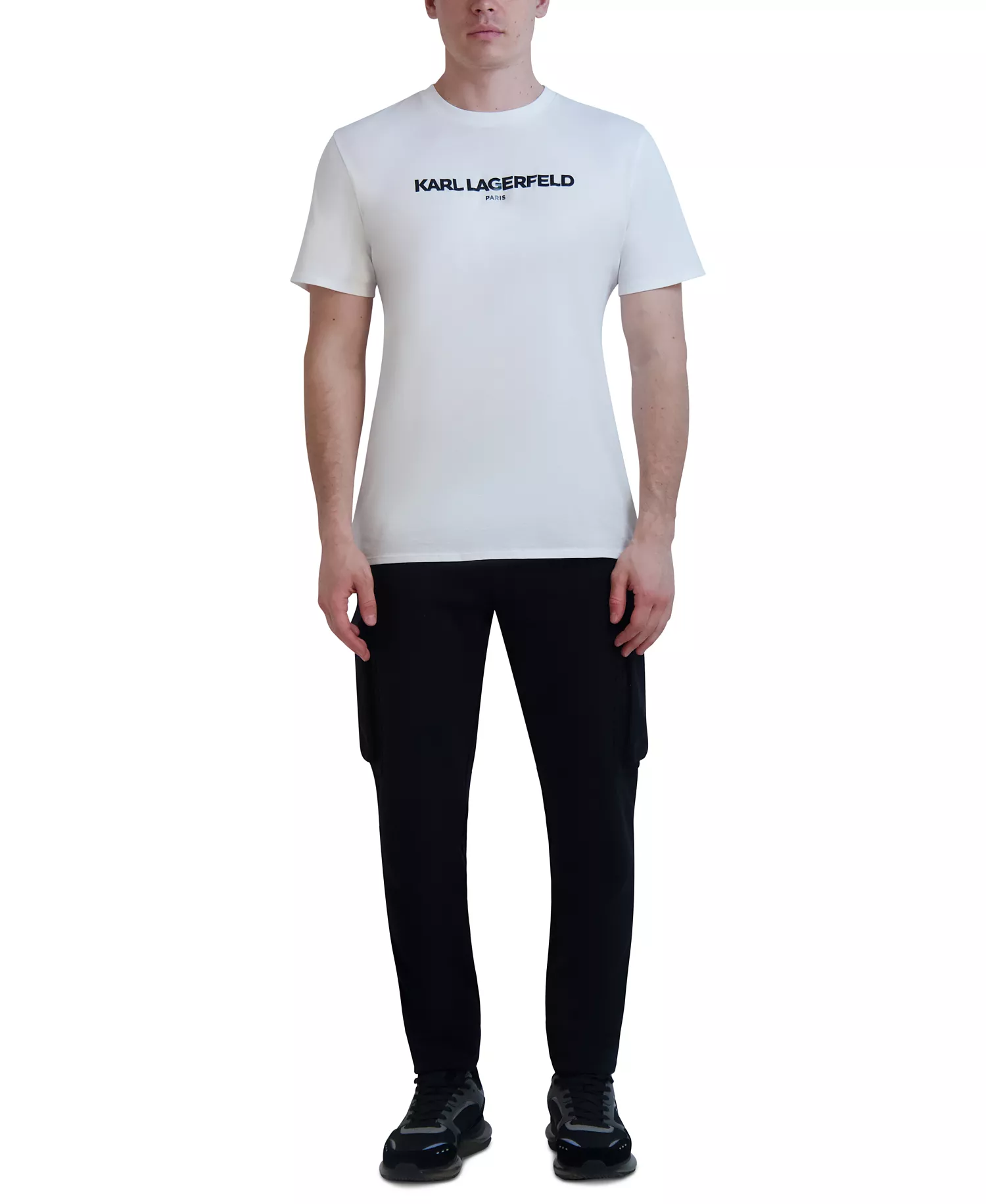 Men's Fleece Cargo Joggers - Black - 2XL