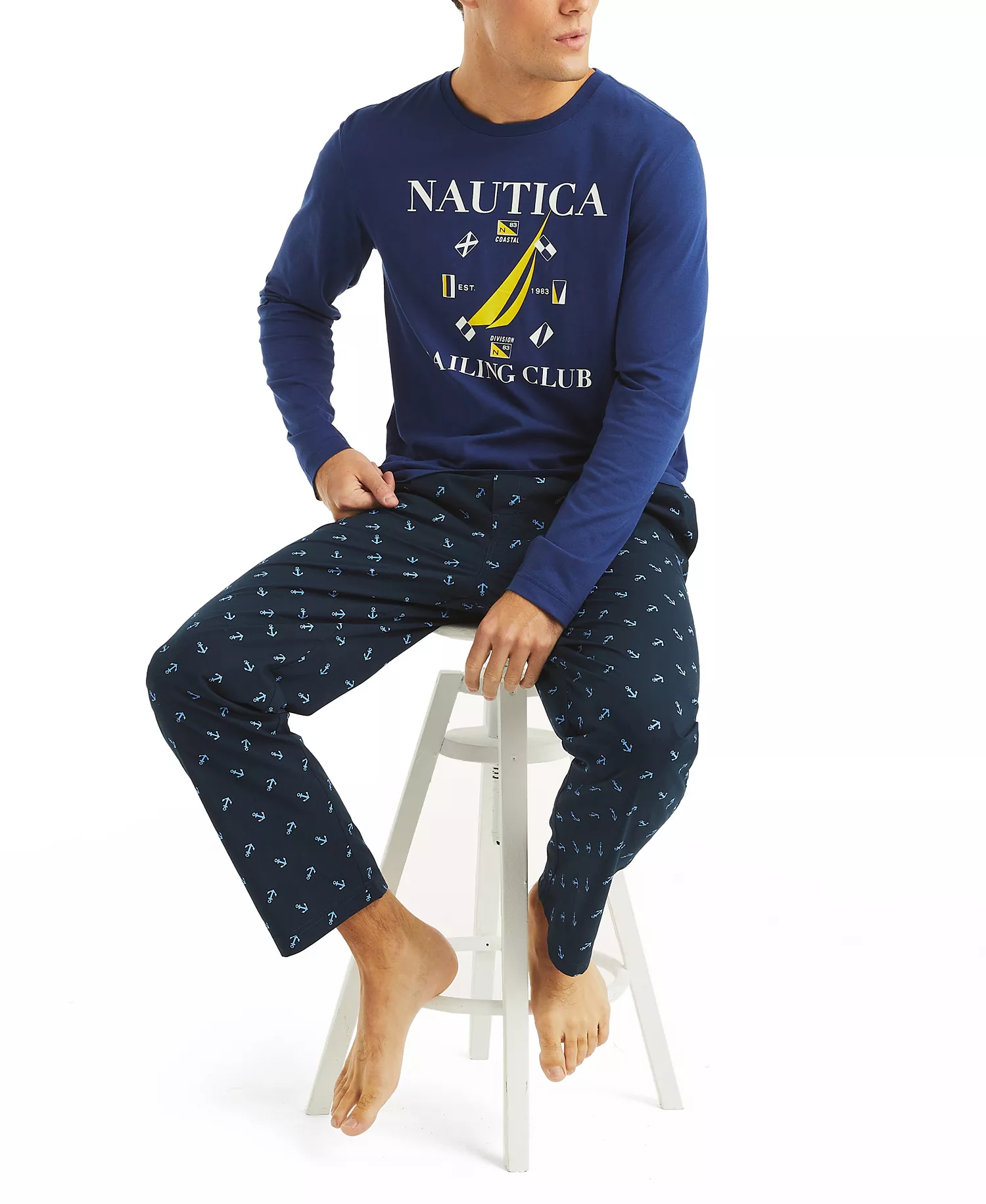 Men's Crafted Printed Poplin Sleep Pant - Maritime Navy - L