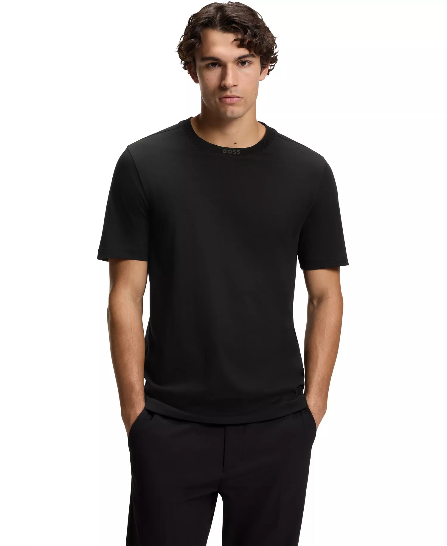 Men's Cotton Logo Crew Neck T-Shirt - Black - 2XL