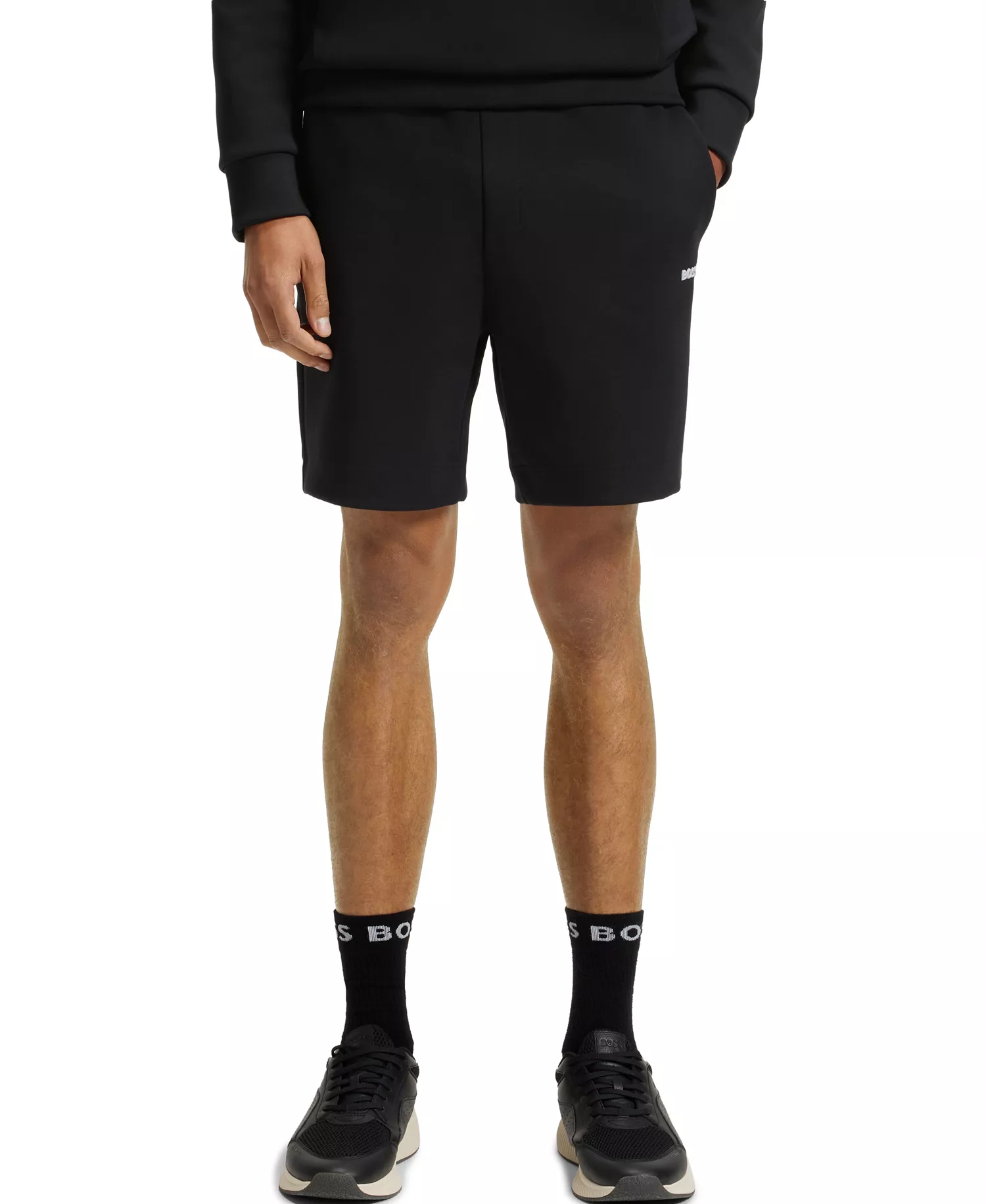 Men's Cotton-Blend Stripe Detail Shorts - Black - M
