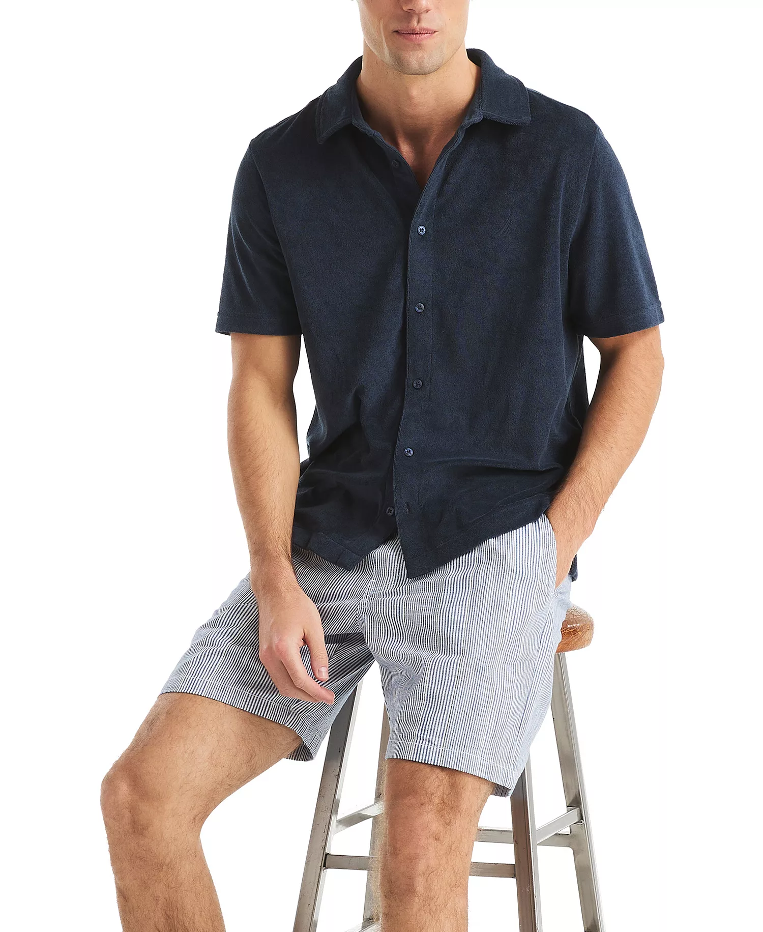 7" Striped Textured Pull-On Short - Satellite Blue - 2XL