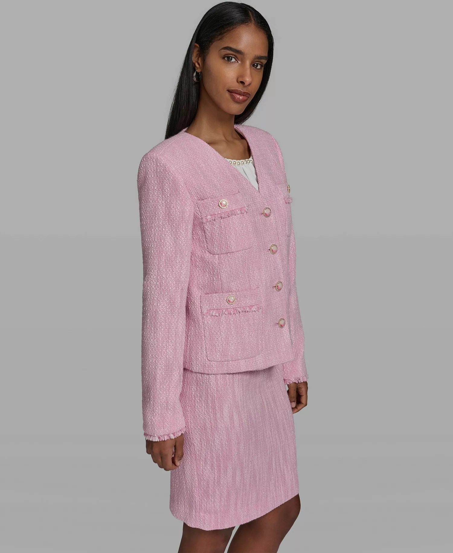 Women's V-Neck Woven Cropped Jacket - Prism Pink/ballet Slipper - 0