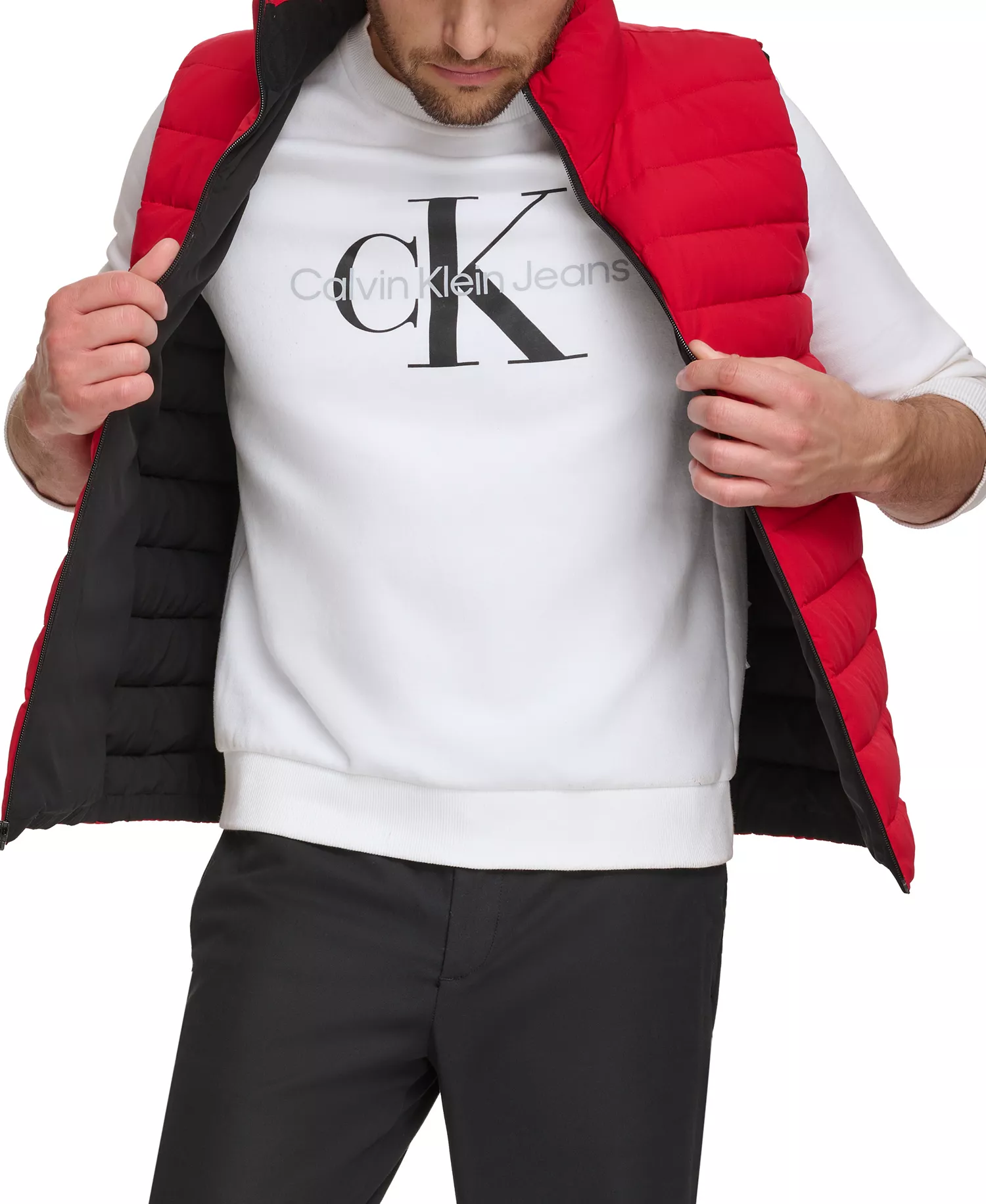 Men's Stretch Puffer Vest - Deep Red - 2XL