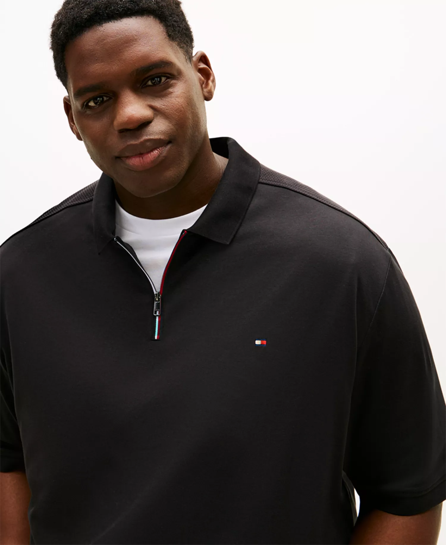Men's Big & Tall Zippered Polo Shirt - Black - 2XLT