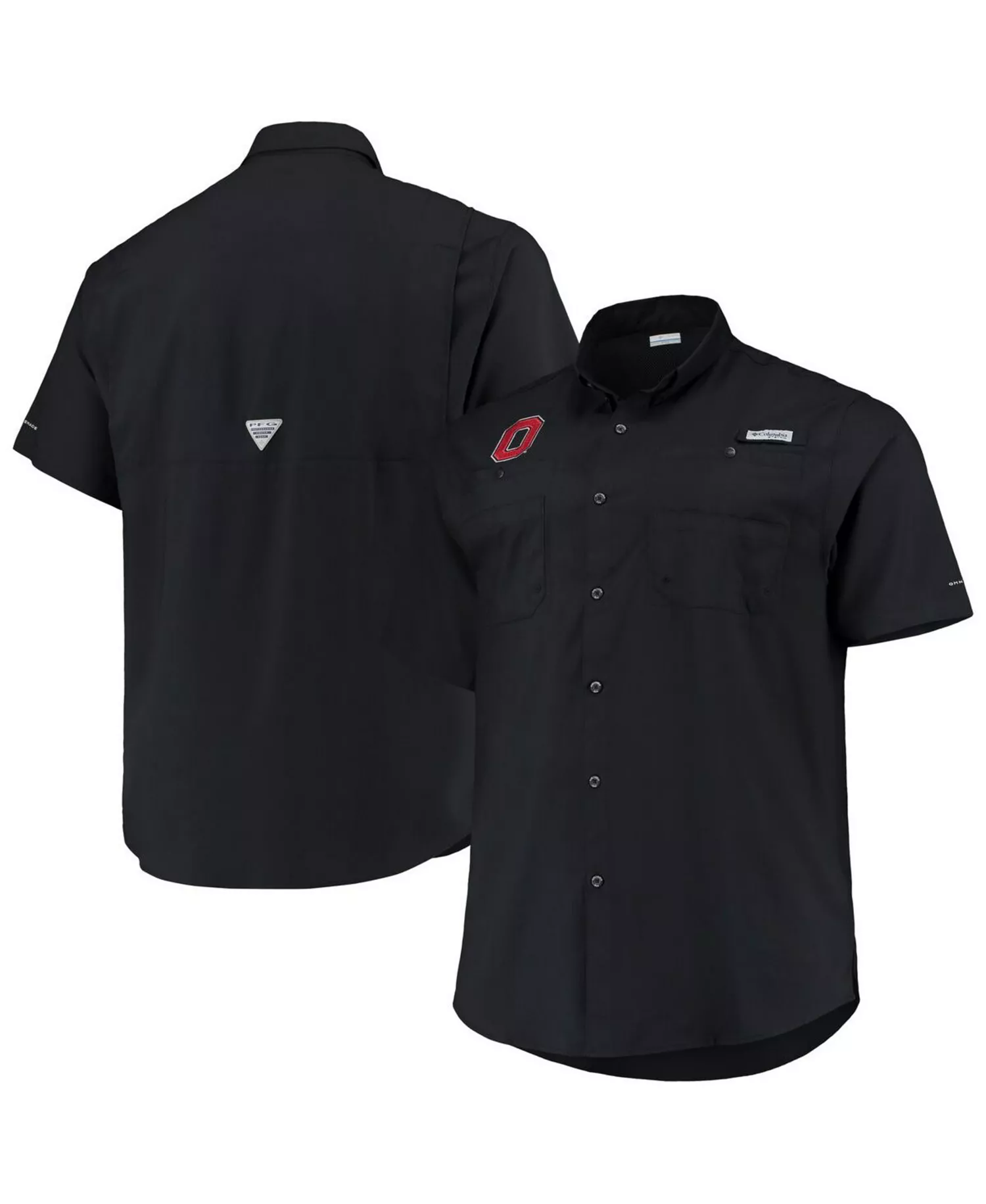 Men's Black Ohio State Buckeyes Big and Tall Tamiami Omni-Shade Button-Down Shirt - Black - 4XT